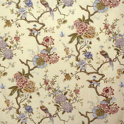 Oriental Bird fabric in stone color - pattern R1398.3.0 - by G P &amp; J Baker in the Mallory collection