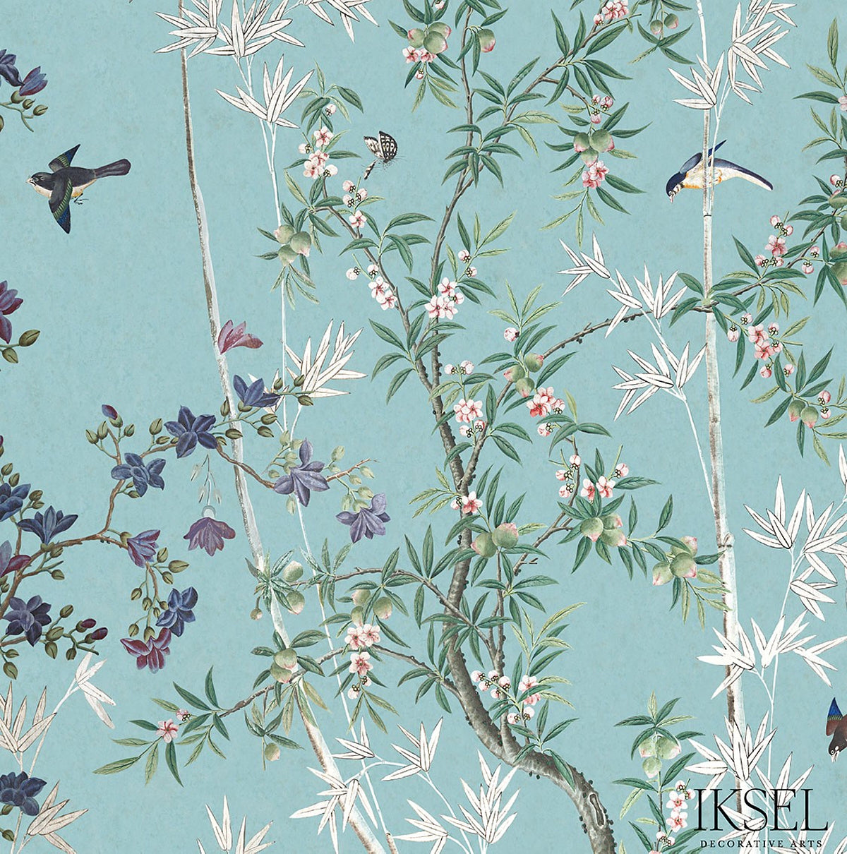 Eastern Eden fabric in turquoise color - pattern number RF721CS71 - by Schumacher in the Ikat Collection collection