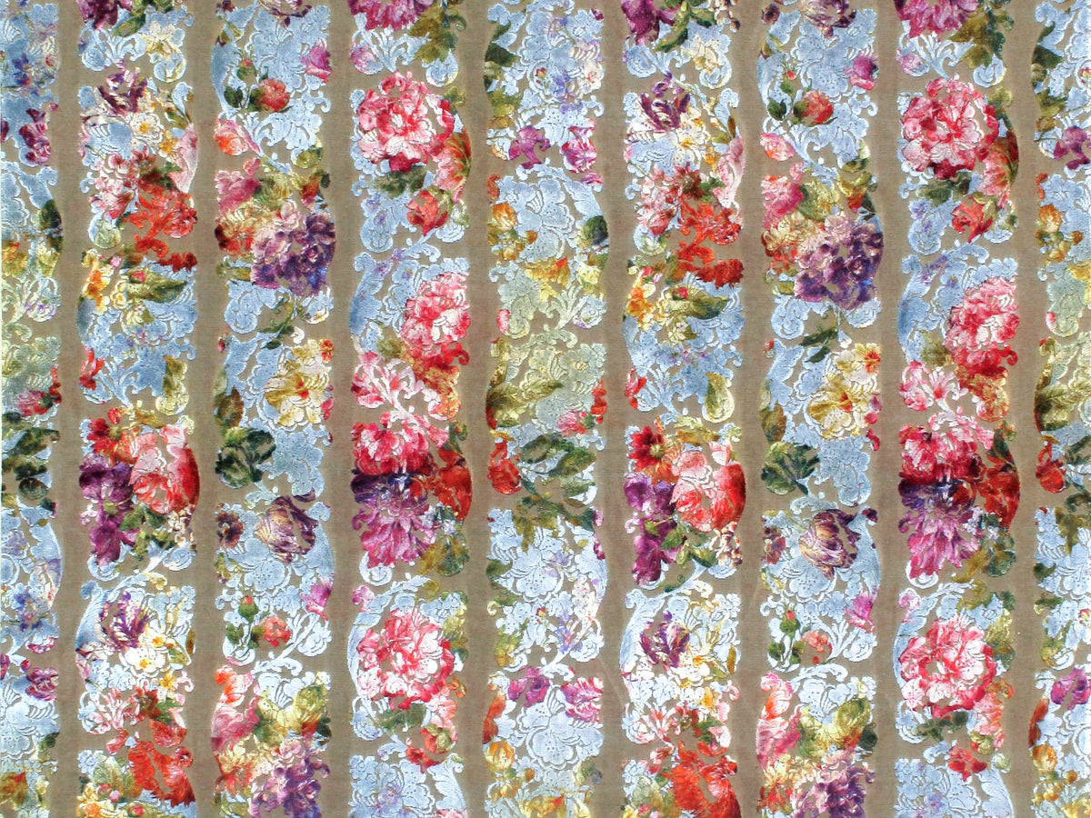 Jardin Colbert fabric in blue satin color - pattern number RH 00011838 - by Scalamandre in the Old World Weavers collection