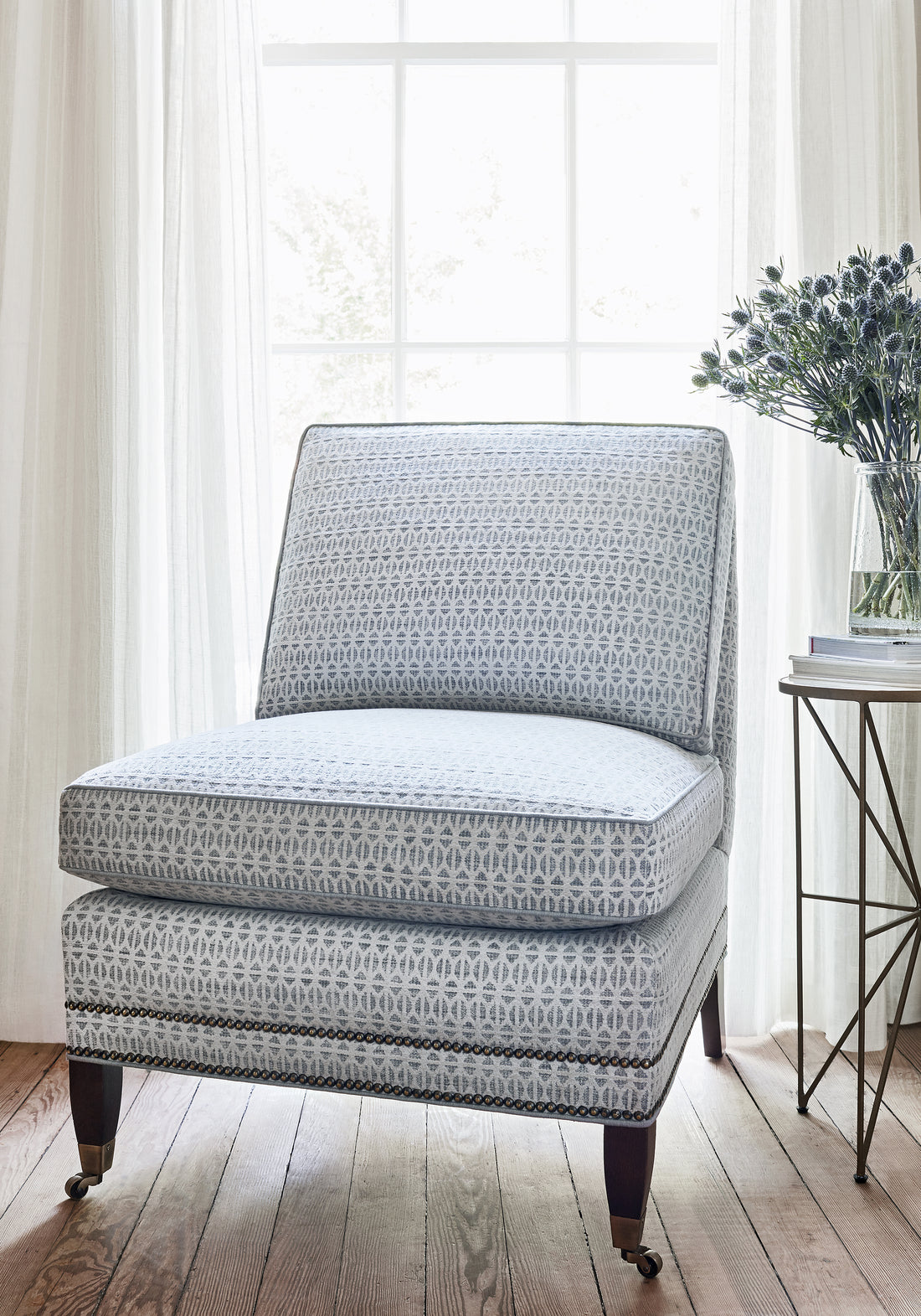 Mayfair Chair in Quinlan woven fabric in slate color - pattern number W789103 - by Thibaut in the Reverie collection