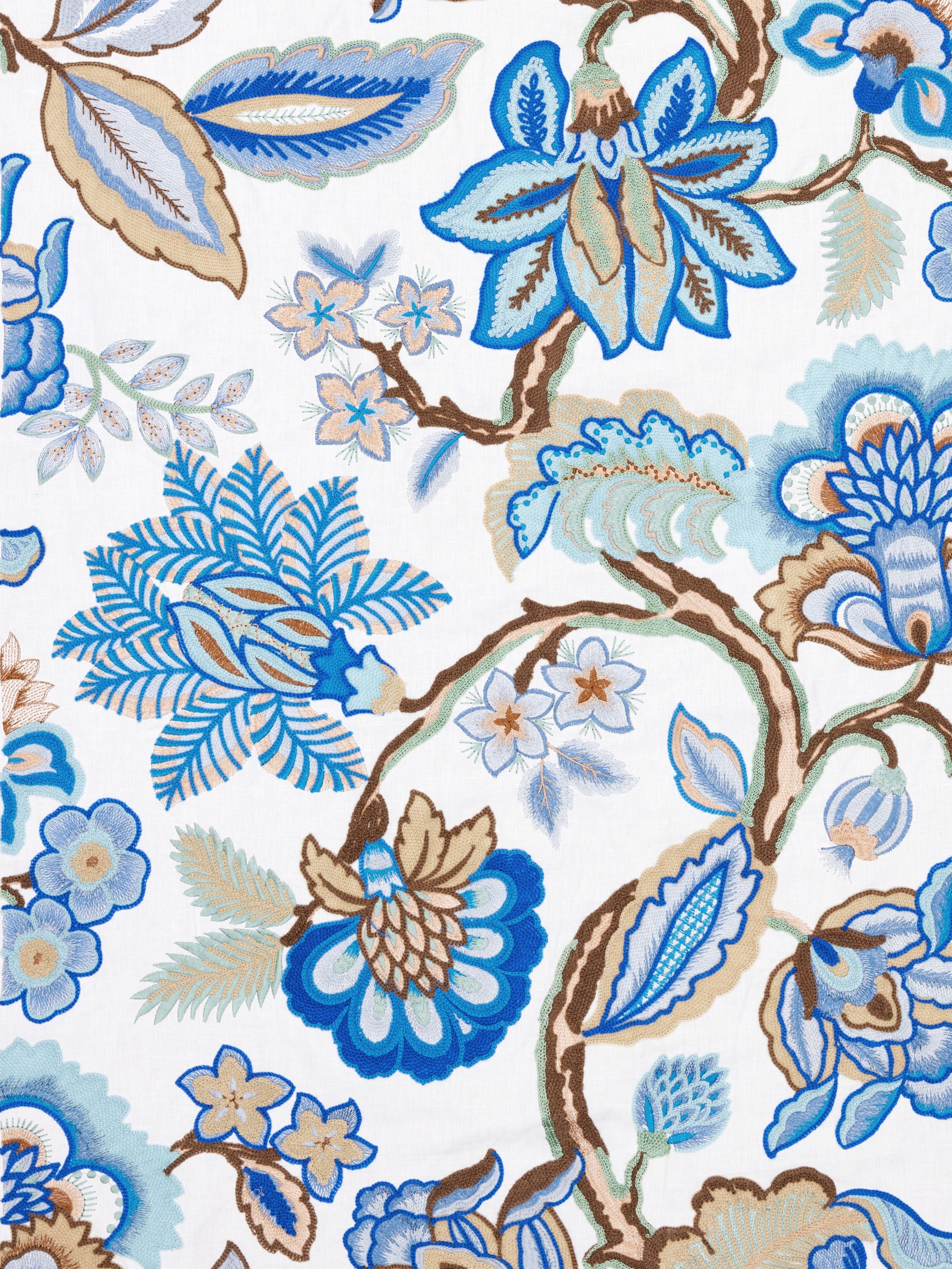 Hillside Crewel fabric in blue wood color - pattern number S7 0001HILL - by Scalamandre in the Old World Weavers collection