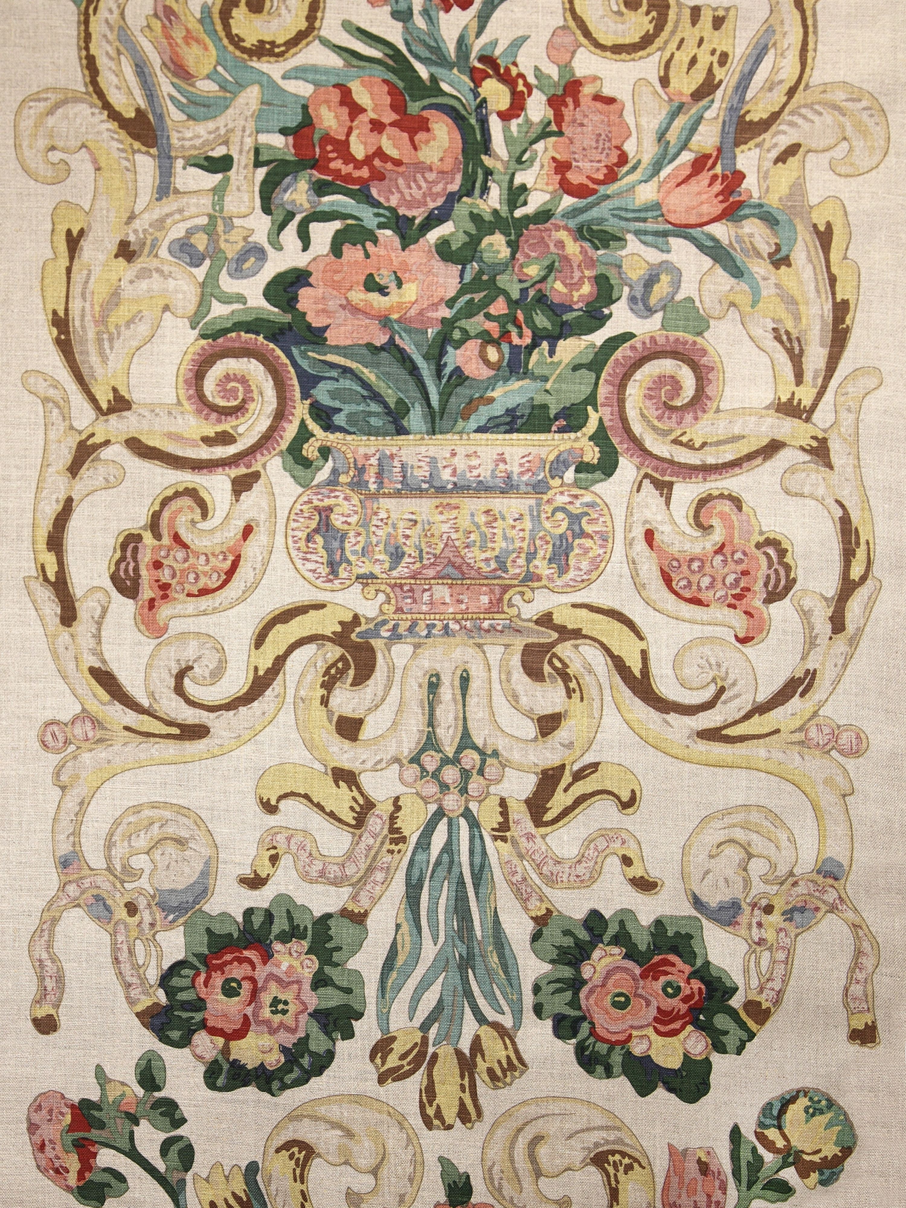 Baroque Floral Canvas fabric in multicolor color - pattern number SC 000116136M - by Scalamandre in the Scalamandre Fabrics Book 1 collection