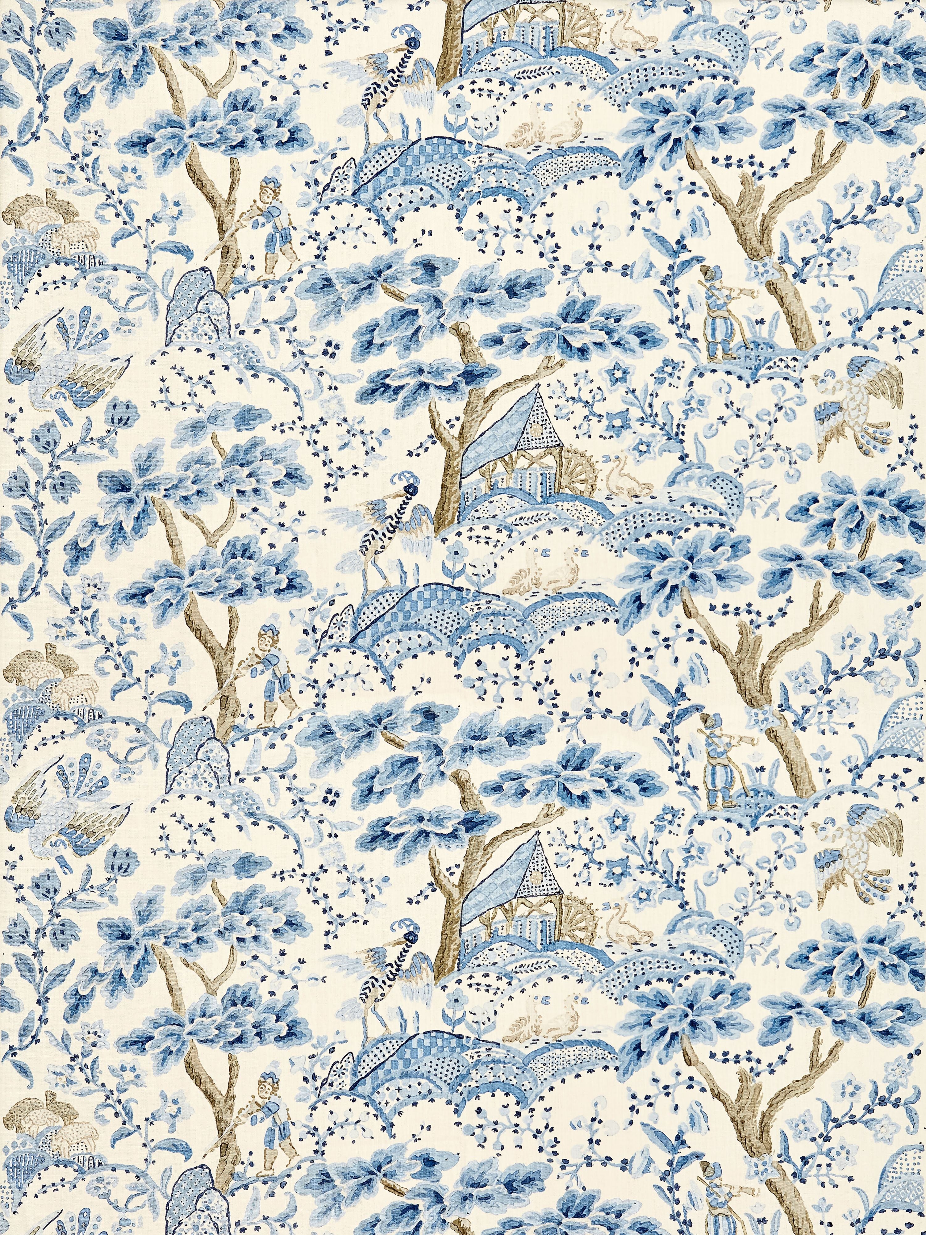 Kelmescott Hand Block Print fabric in porcelain color - pattern number SC 000116590 - by Scalamandre in the Scalamandre Fabrics Book 1 collection