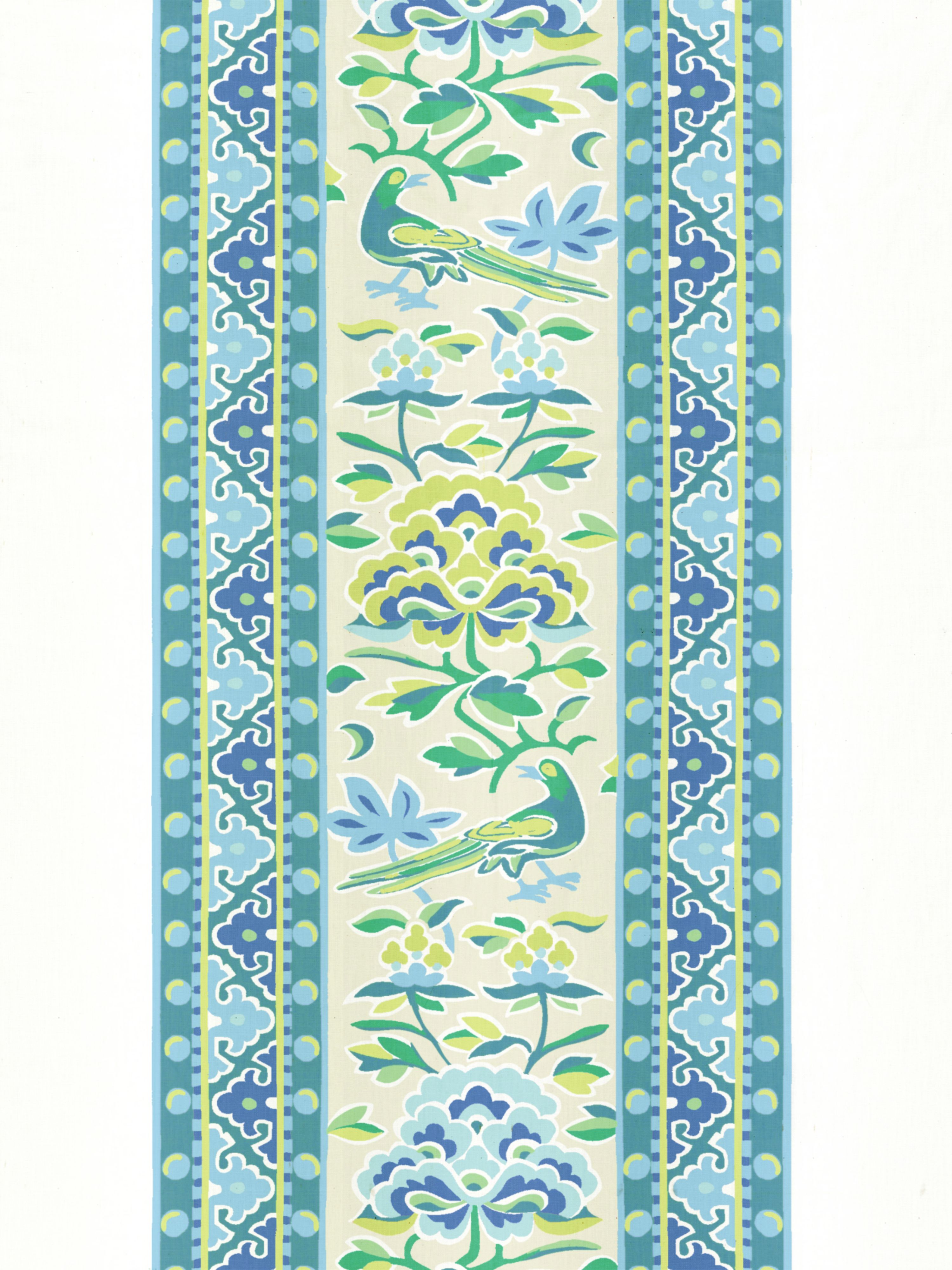 Royal Peony Linen Print fabric in coastal color - pattern number SC 000116613 - by Scalamandre in the Scalamandre Fabrics Book 1 collection