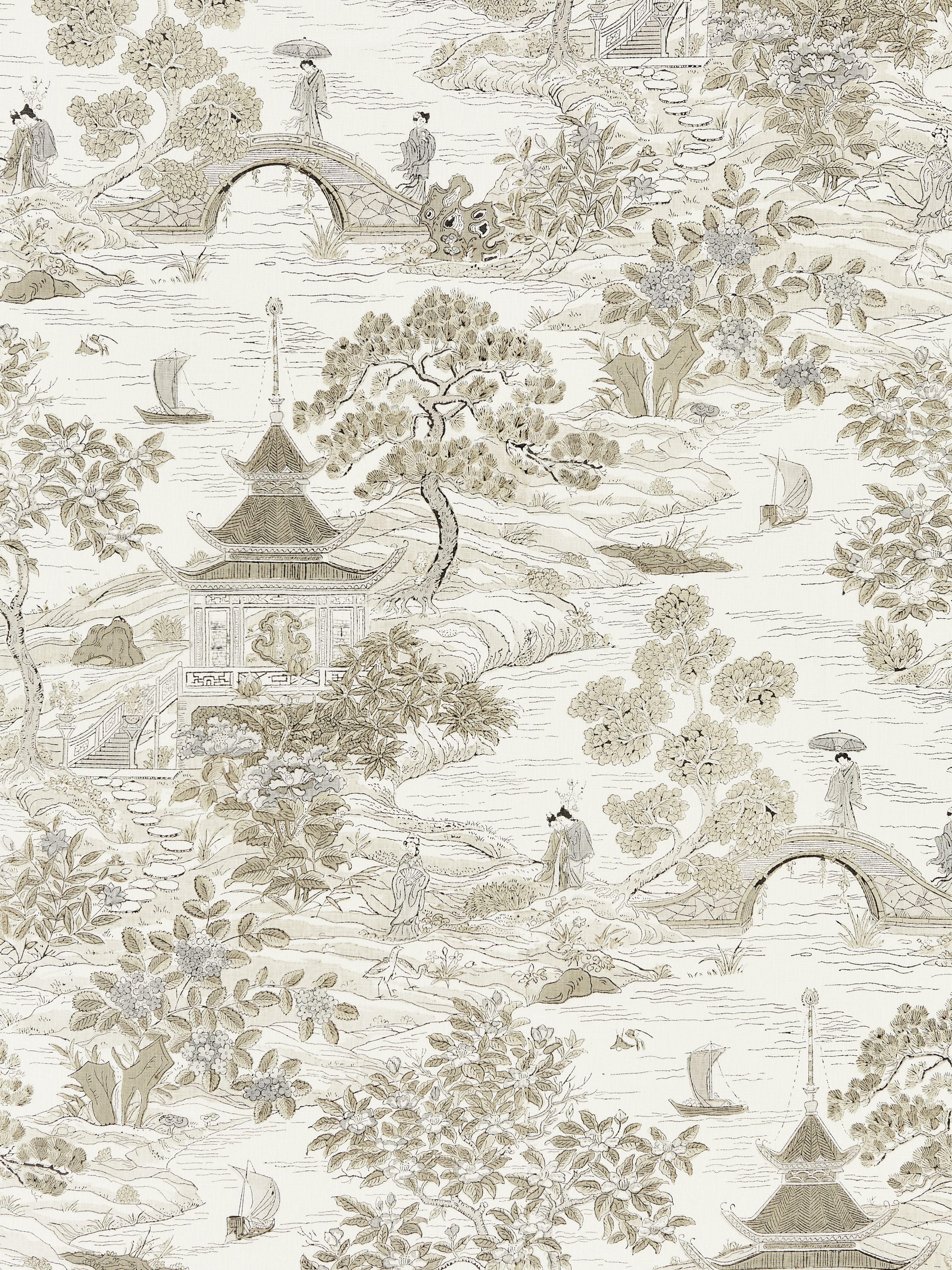 Satomi Hand Block Print fabric in pewter color - pattern number SC 000116624 - by Scalamandre in the Scalamandre Fabrics Book 1 collection