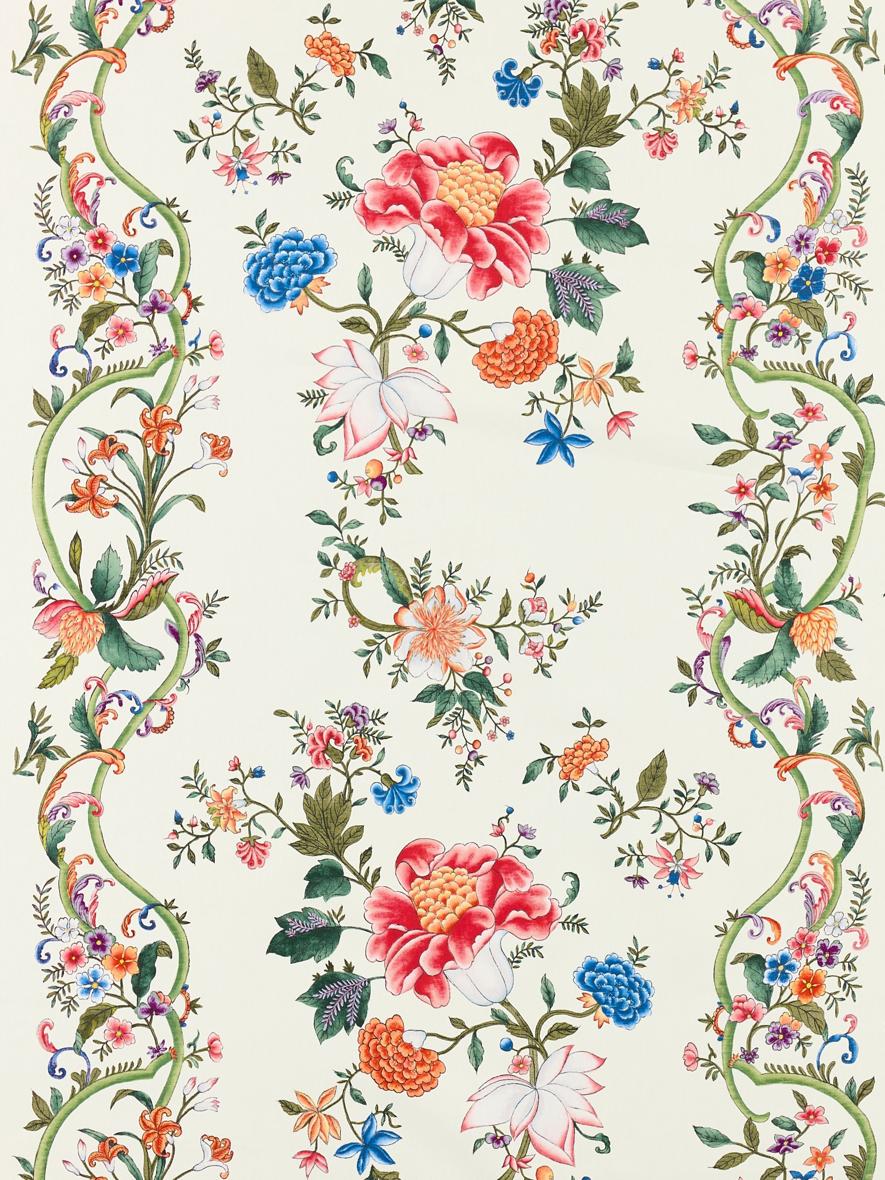 Camellia Trellis fabric in cream multi color - pattern number SC 000116648 - by Scalamandre in the Scalamandre Fabrics Book 1 collection