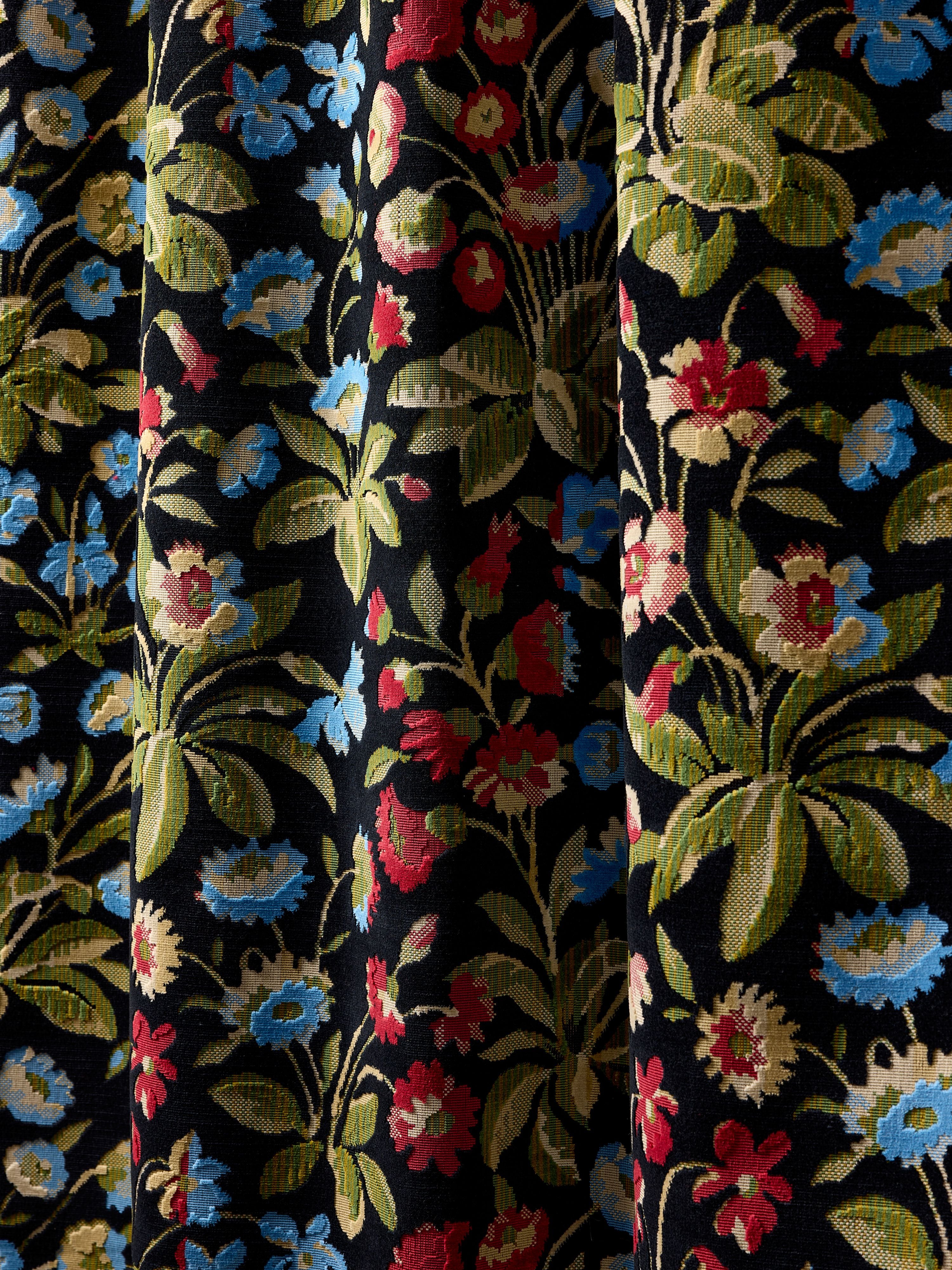 Millefleur Velvet fabric in jet meadow color - pattern number SC 000127328 - by Scalamandre in the Scalamandre Fabrics Book 1 collection