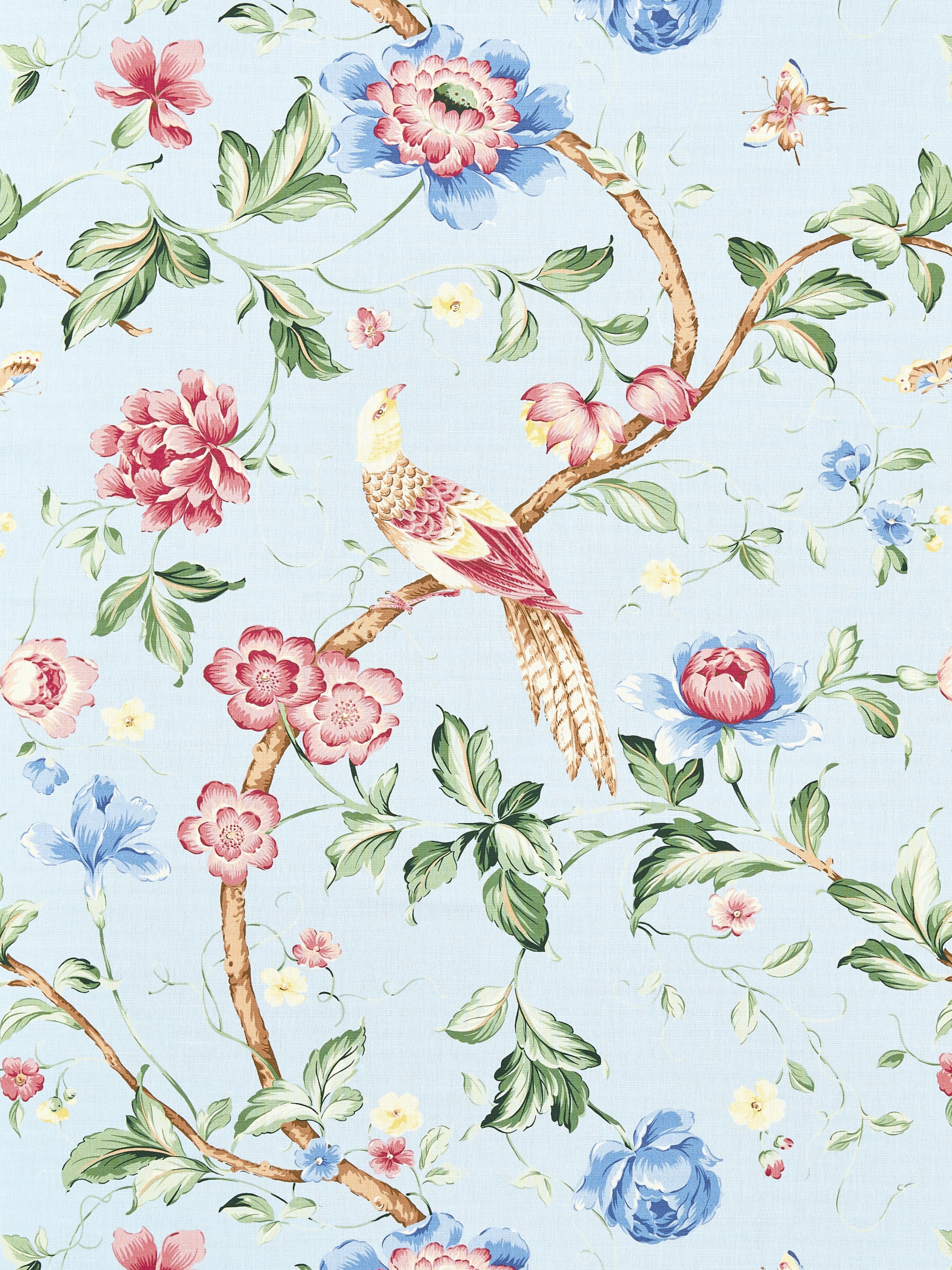 Orienteaux fabric in rose and blue on glacier blue color - pattern number SC 000216300M - by Scalamandre in the Scalamandre Fabrics Book 1 collection