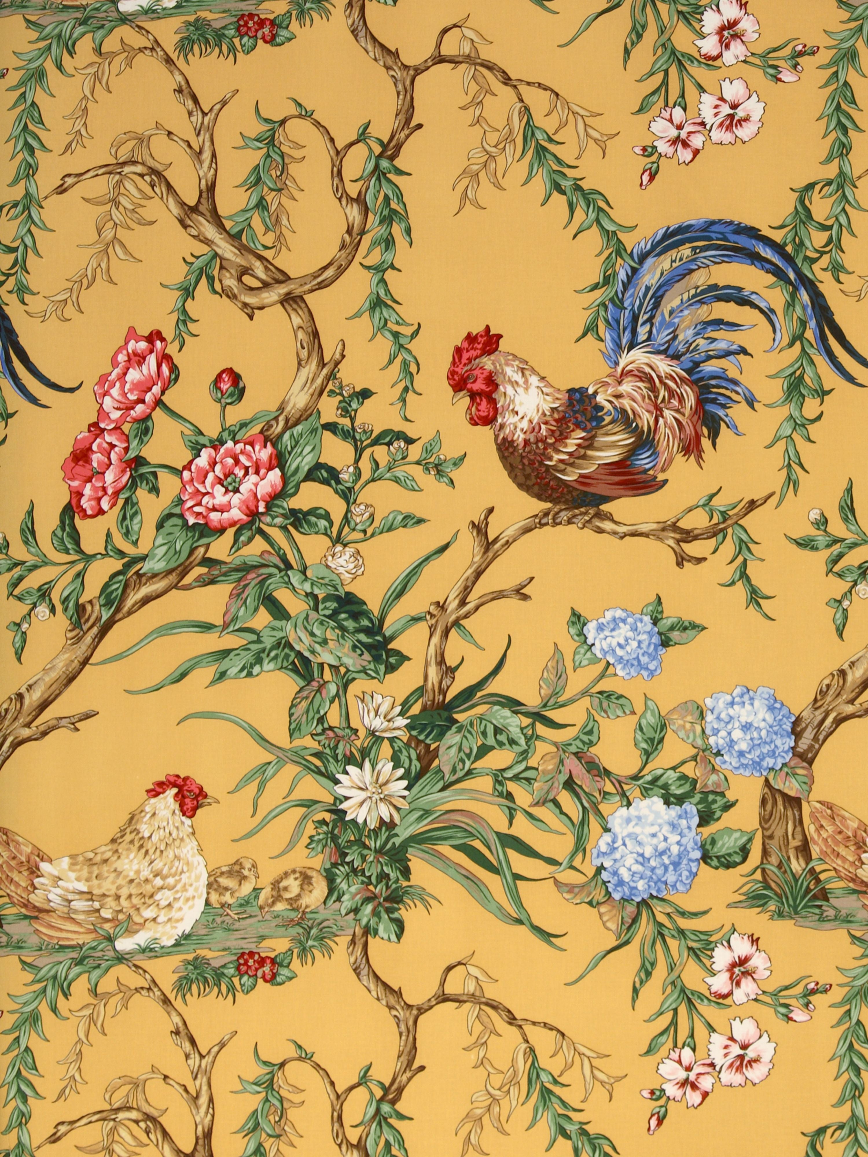 Chanticleer fabric in mustard color - pattern number SC 000216360 - by Scalamandre in the Scalamandre Fabrics Book 1 collection