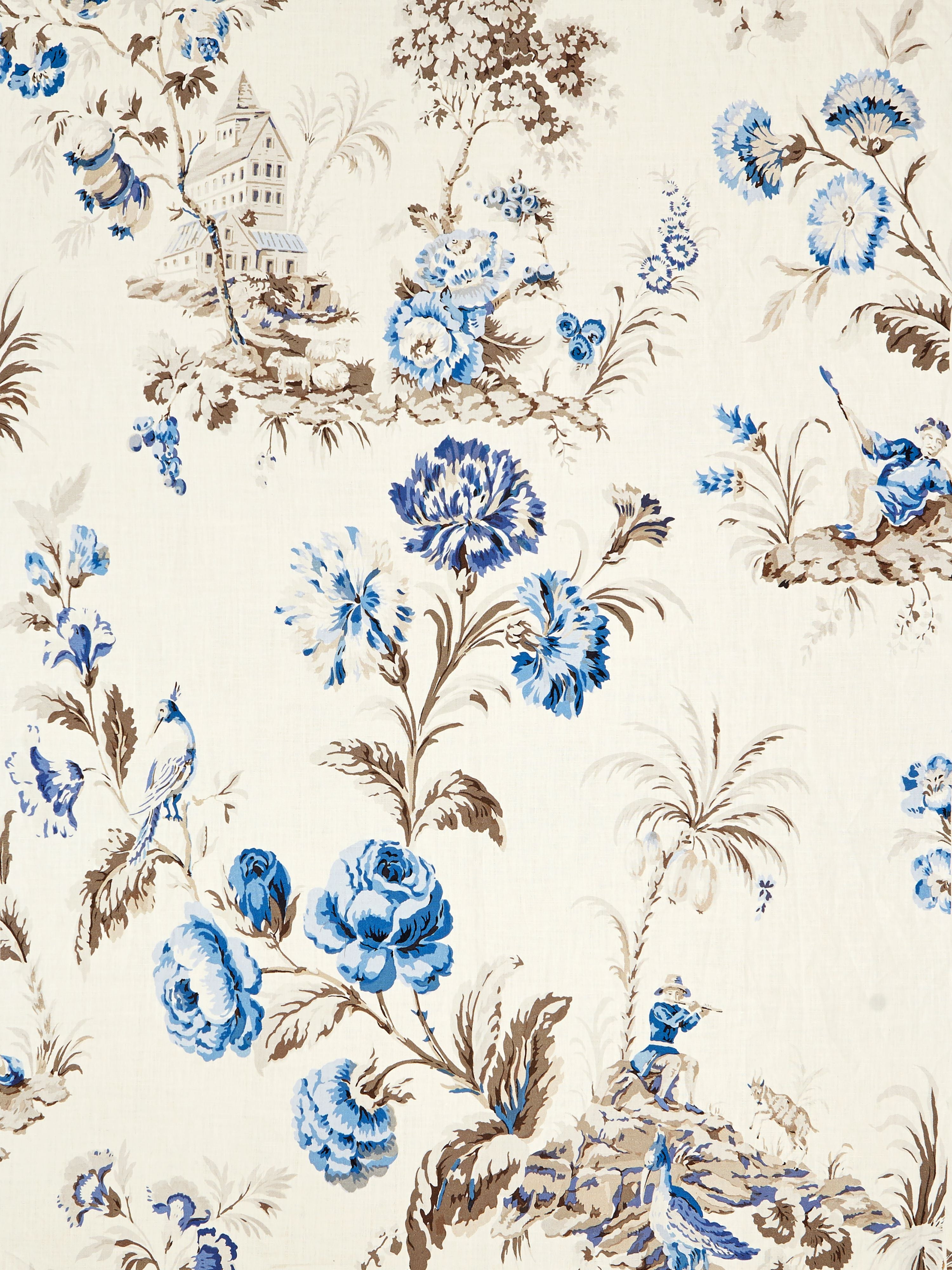 Somerset Linen Print fabric in porcelain color - pattern number SC 000216584 - by Scalamandre in the Scalamandre Fabrics Book 1 collection