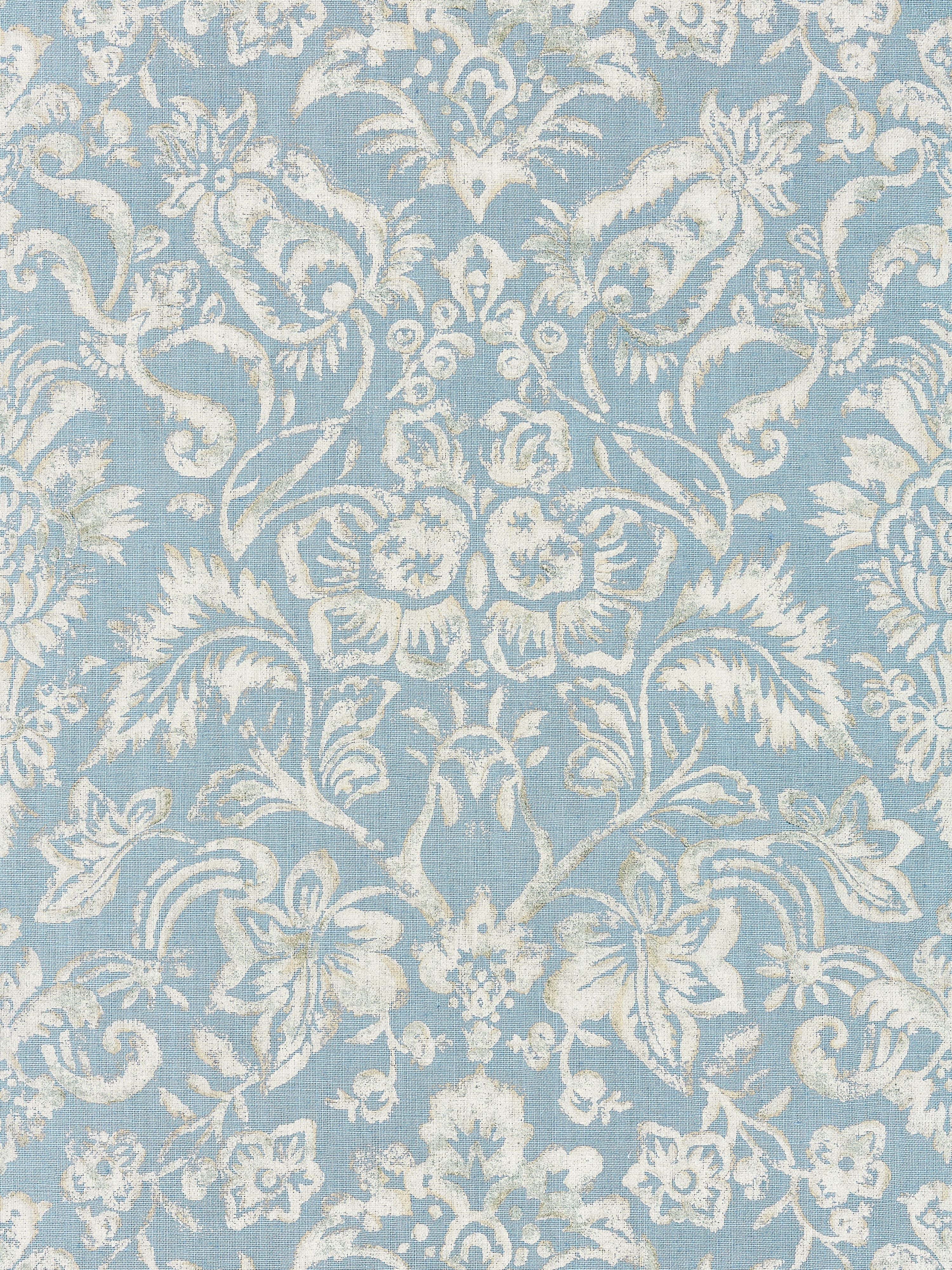 Mansfield Damask Print fabric in bluestone and silver color - pattern number SC 000216598 - by Scalamandre in the Scalamandre Fabrics Book 1 collection