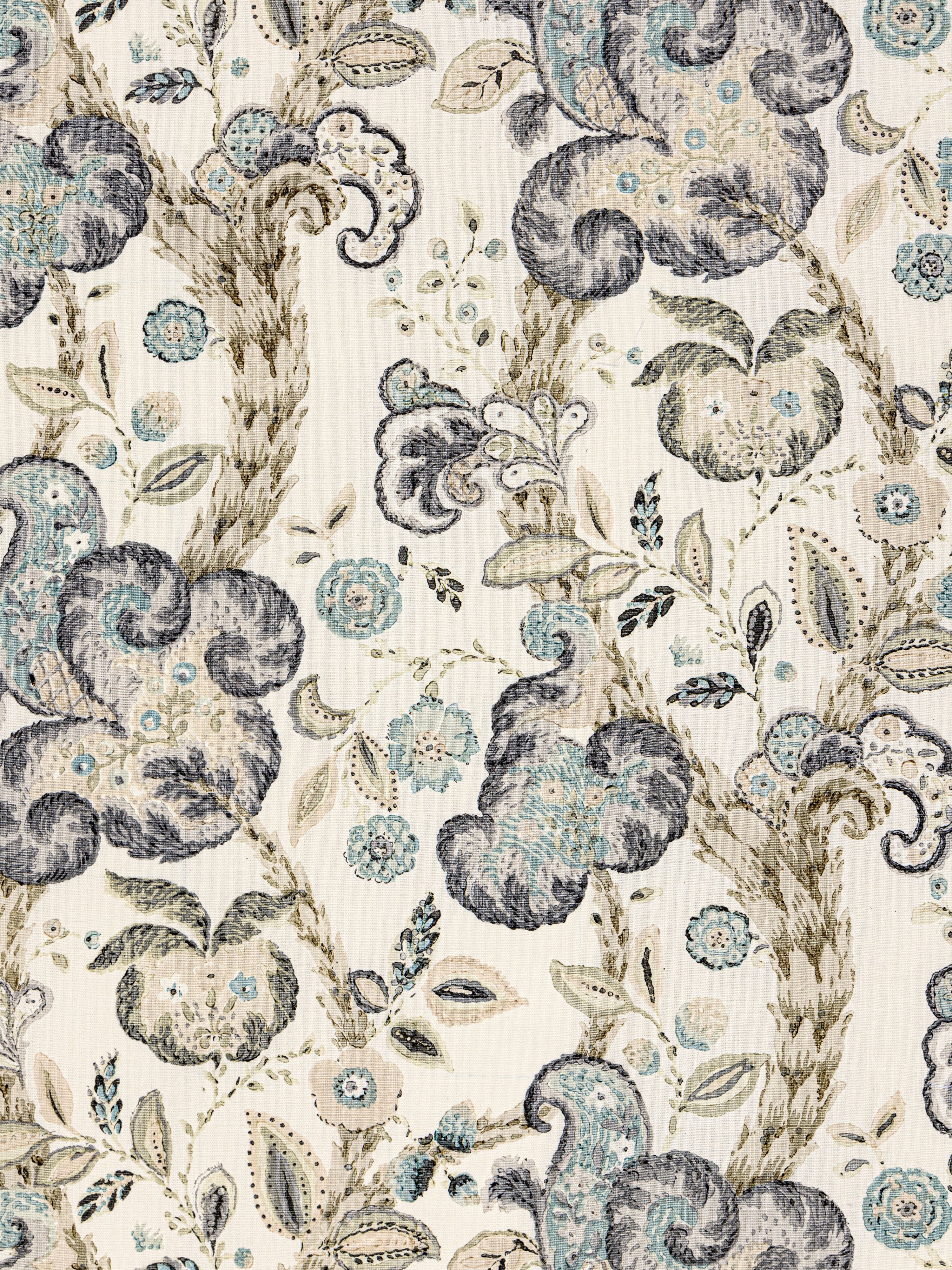 Cumbria Hand Block Print fabric in smoke on ivory color - pattern number SC 000216603 - by Scalamandre in the Scalamandre Fabrics Book 1 collection