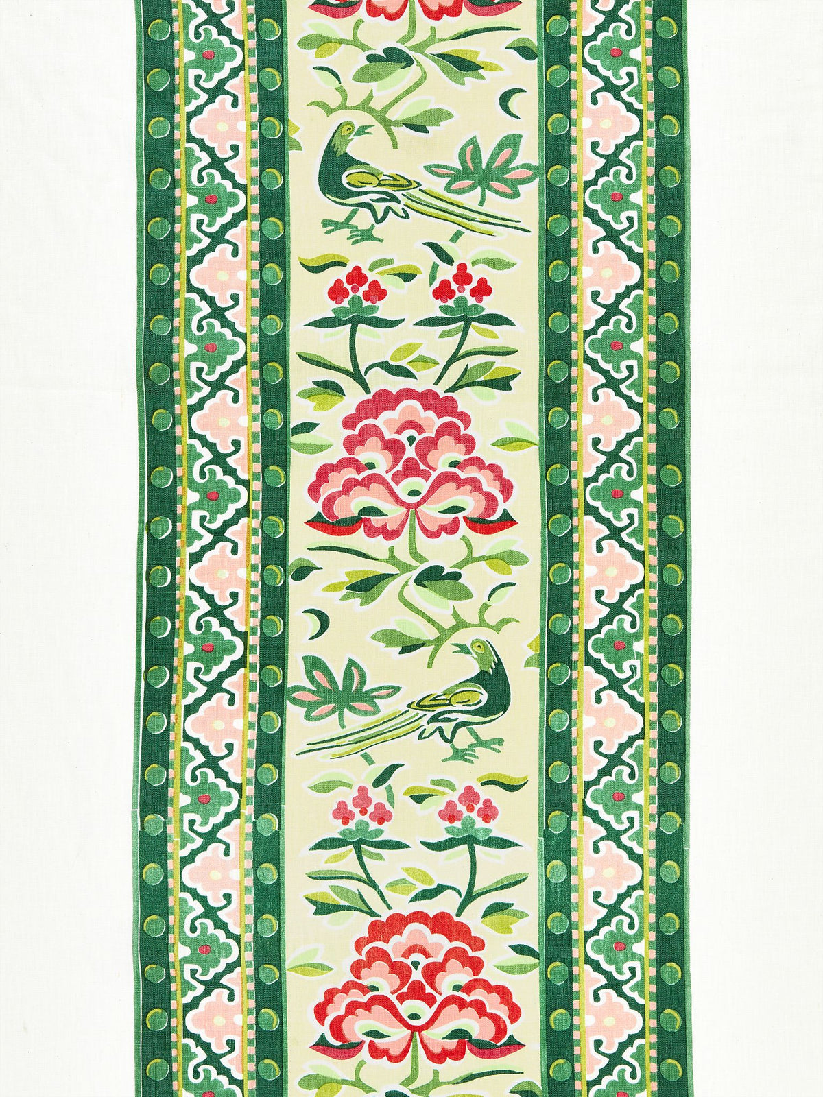Royal Peony Linen Print fabric in spring green color - pattern number SC 000216613 - by Scalamandre in the Scalamandre Fabrics Book 1 collection