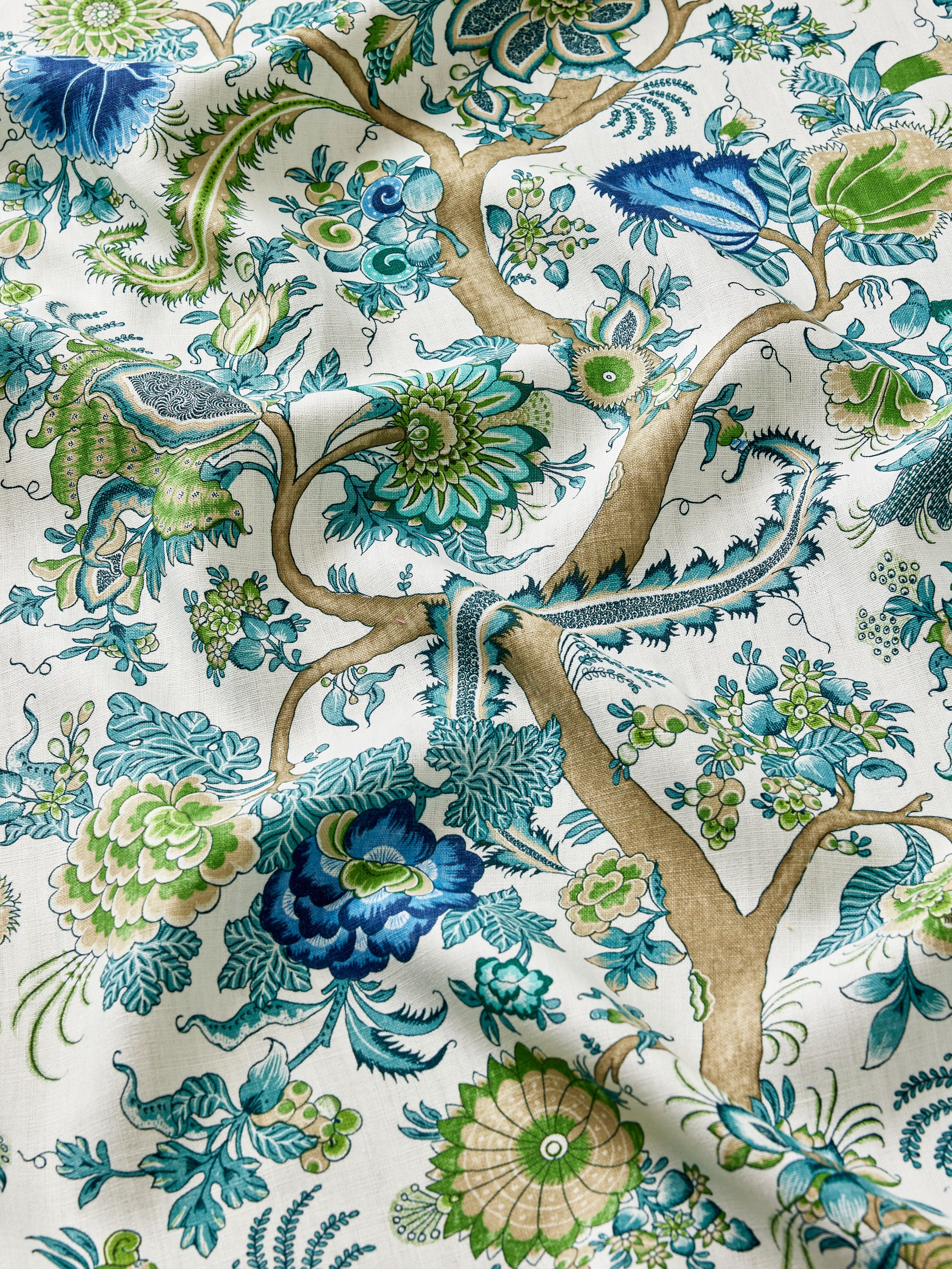 Metropolitan Palampore Print fabric in aegean color - pattern number SC 000216649 - by Scalamandre in the Scalamandre Fabrics Book 1 collection