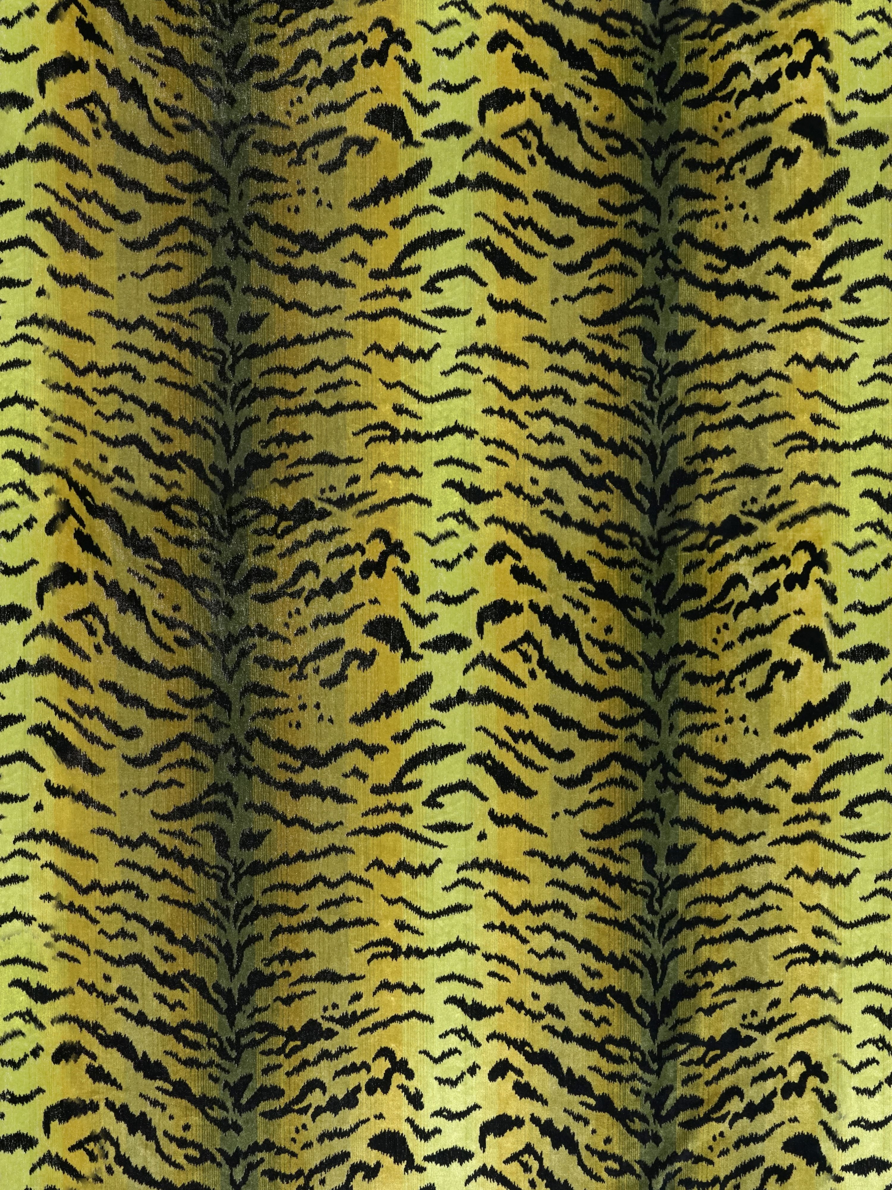 Tigre fabric in greens and black color - pattern number SC 000226167MMA - by Scalamandre in the Scalamandre Fabrics Book 1 collection