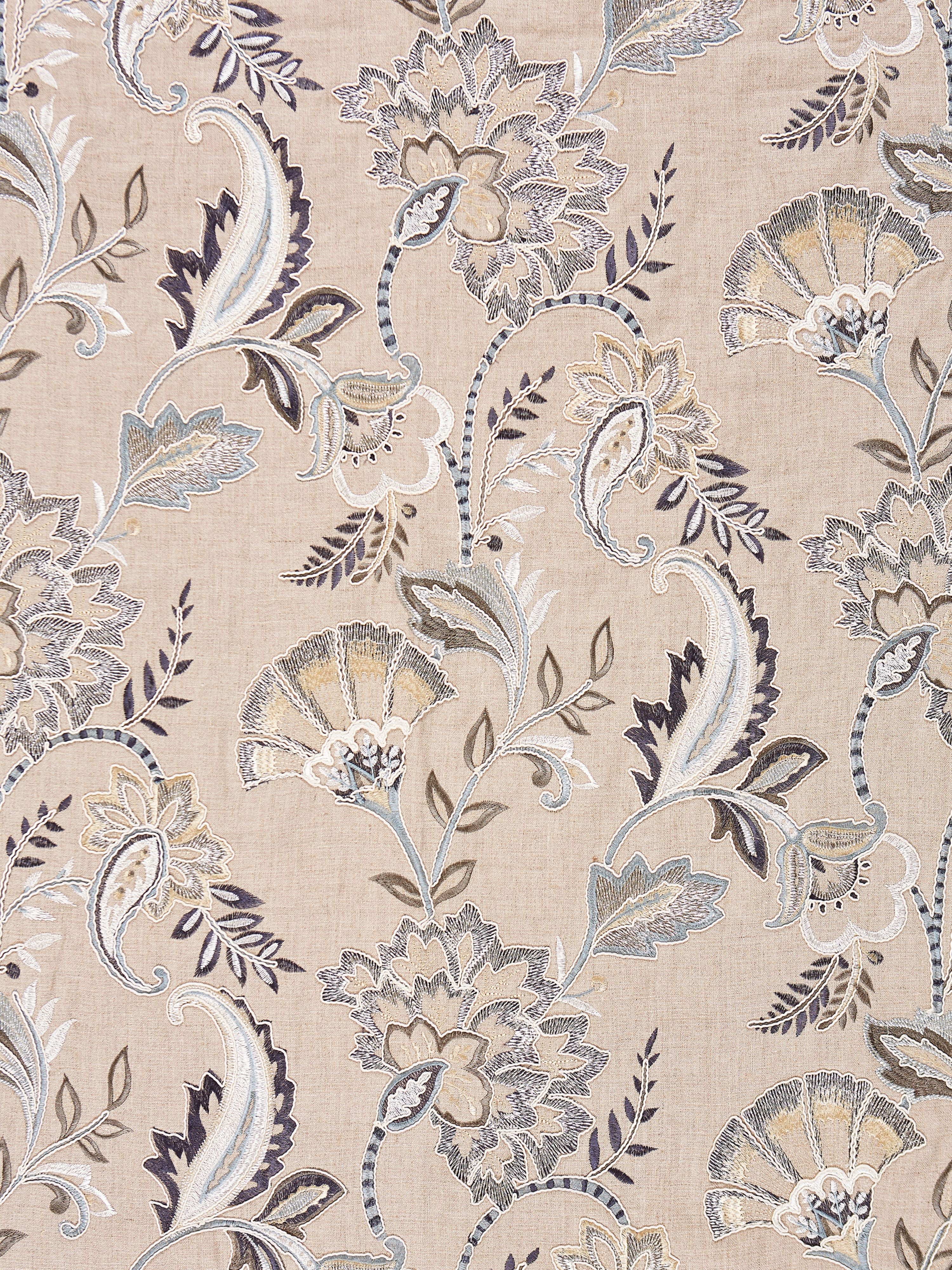 Adara Embroidery fabric in flax color - pattern number SC 000227036 - by Scalamandre in the Scalamandre Fabrics Book 1 collection