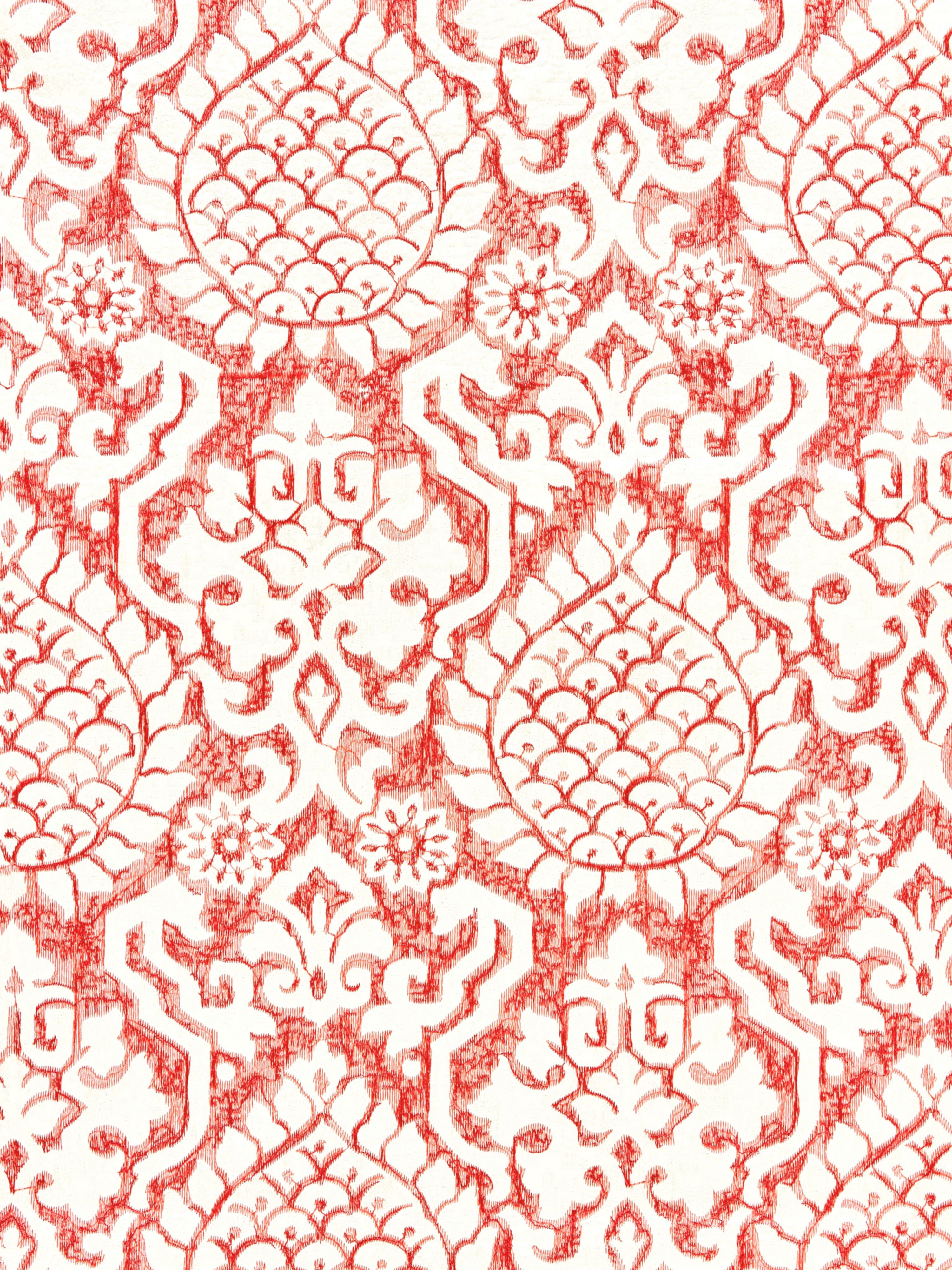 Surat Embroidery fabric in coral color - pattern number SC 000227217 - by Scalamandre in the Scalamandre Fabrics Book 1 collection