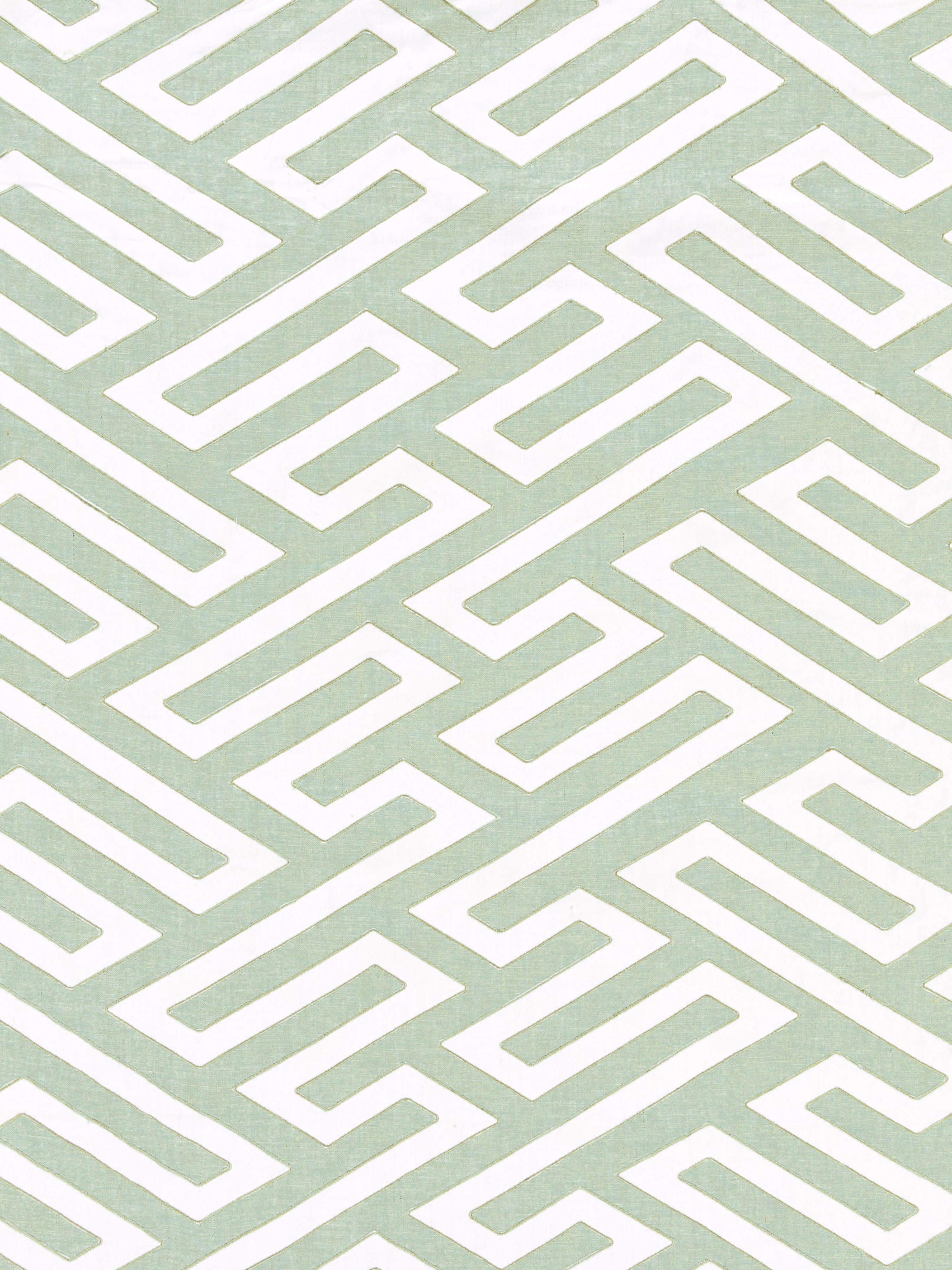 Canton Fret Applique fabric in eucalyptus color - pattern number SC 000227218 - by Scalamandre in the Scalamandre Fabrics Book 1 collection
