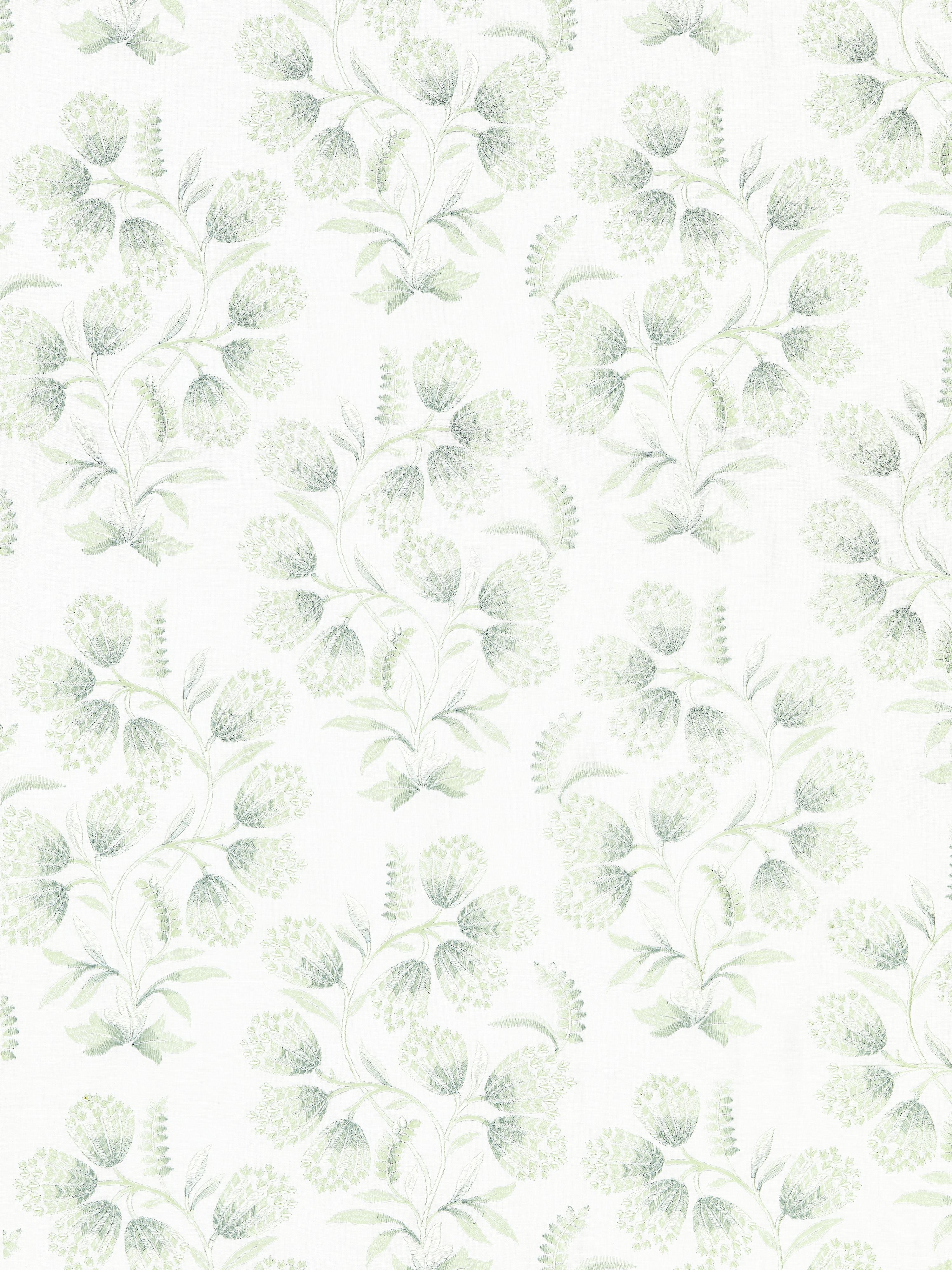 Hana Embroidery fabric in eucalyptus color - pattern number SC 000227233 - by Scalamandre in the Scalamandre Fabrics Book 1 collection