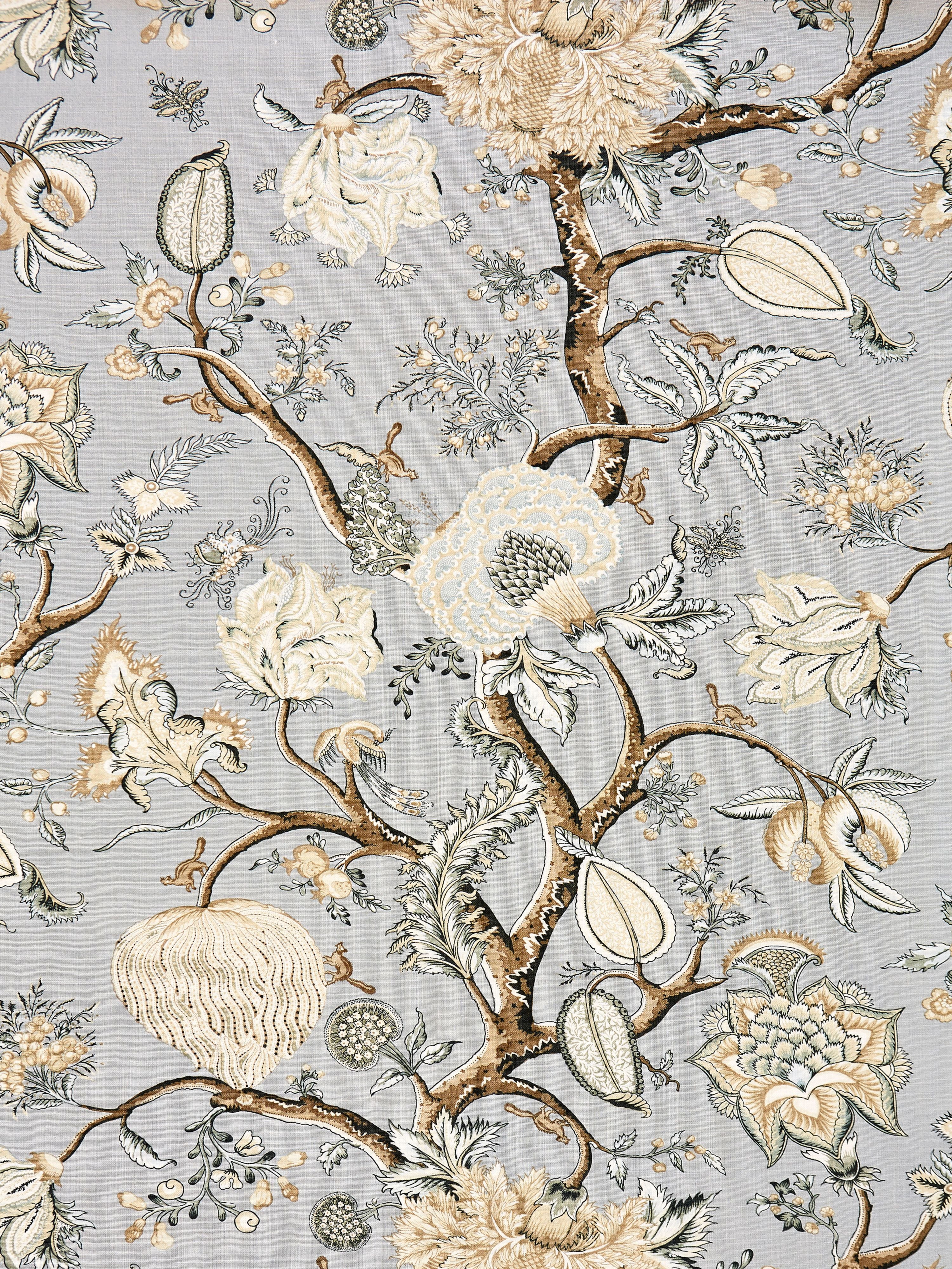 Pondicherry Linen Print fabric in mineral color - pattern number SC 000316556 - by Scalamandre in the Scalamandre Fabrics Book 1 collection