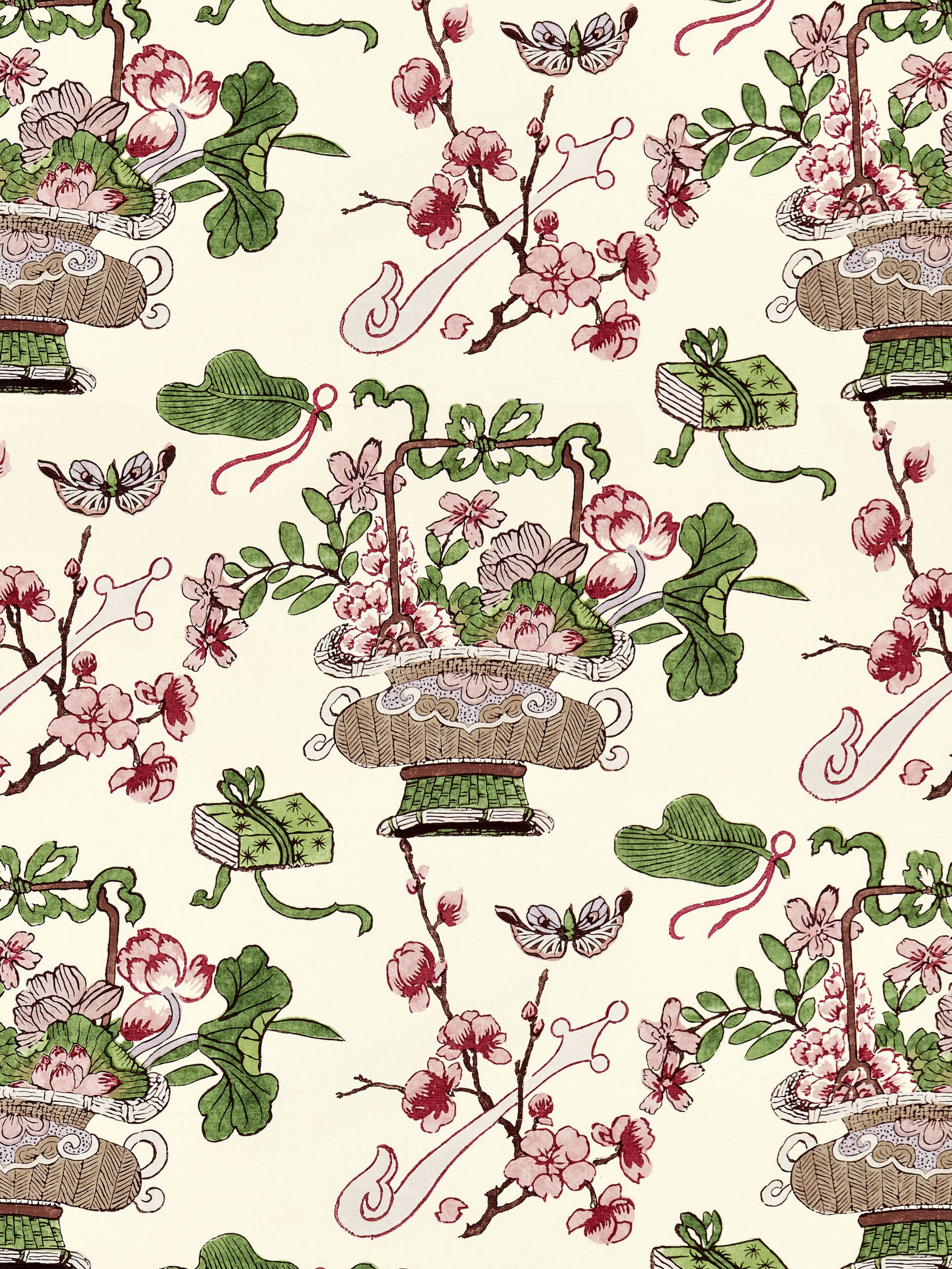 Shanghai Blossoms fabric in mulberry color - pattern number SC 000316591 - by Scalamandre in the Scalamandre Fabrics Book 1 collection