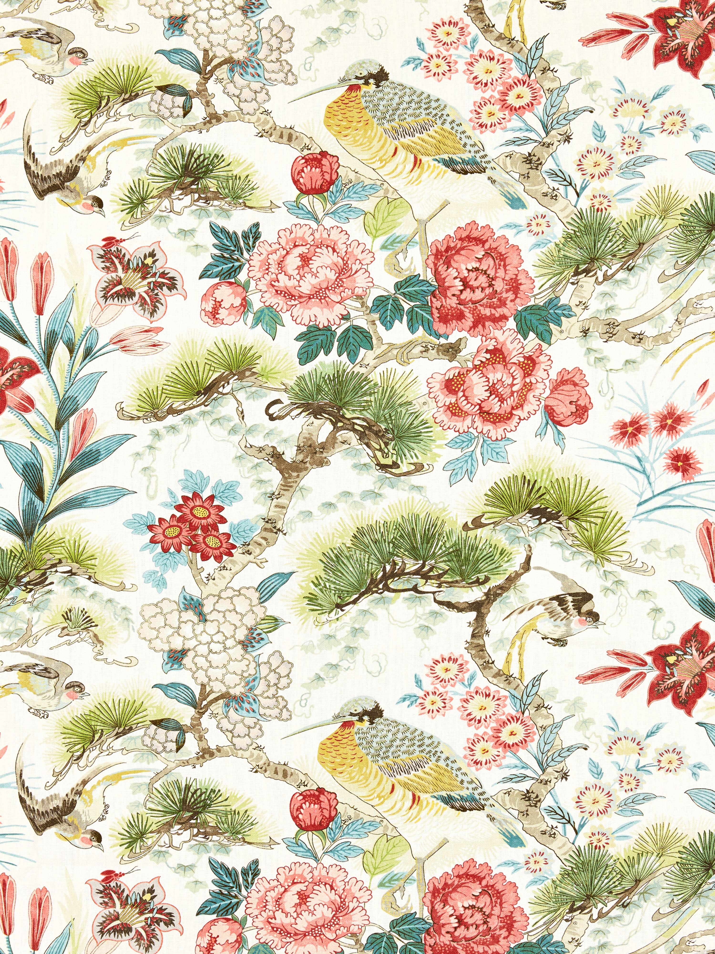 Shenyang Linen Print fabric in bloom color - pattern number SC 000316601 - by Scalamandre in the Scalamandre Fabrics Book 1 collection