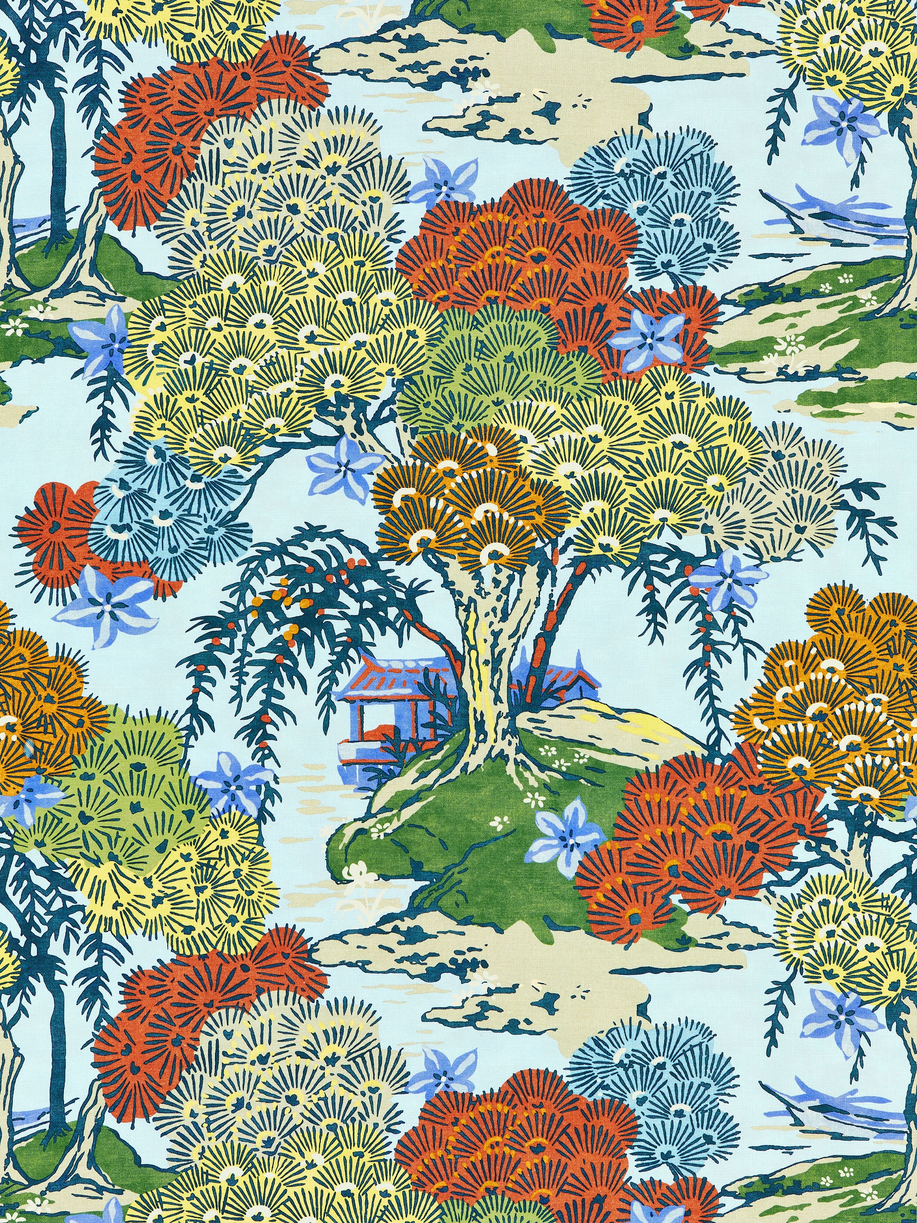 Sea Of Trees Print fabric in kaleidescope color - pattern number SC 000316627 - by Scalamandre in the Scalamandre Fabrics Book 1 collection