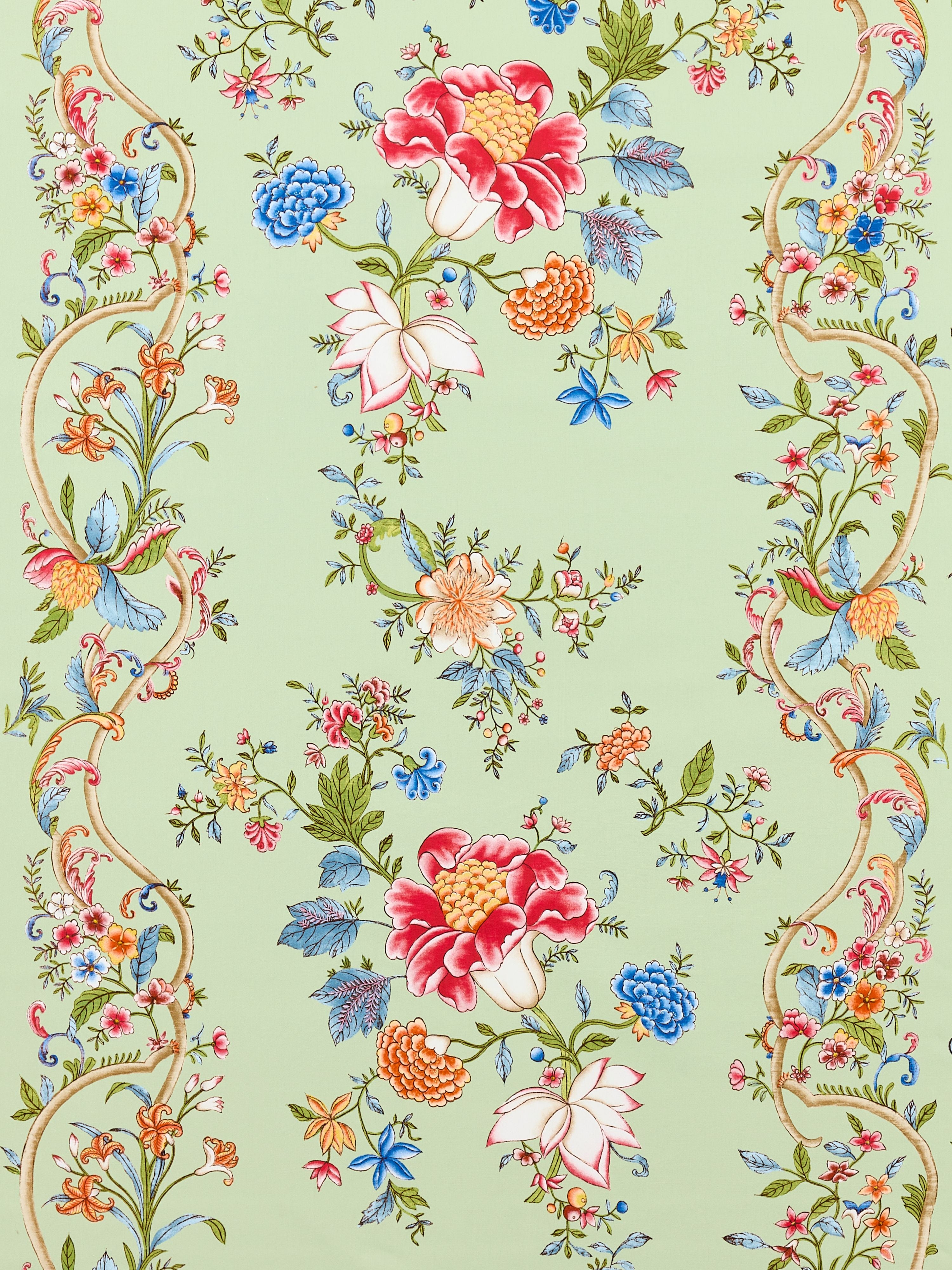 Camellia Trellis fabric in seafoam posey color - pattern number SC 000316648 - by Scalamandre in the Scalamandre Fabrics Book 1 collection