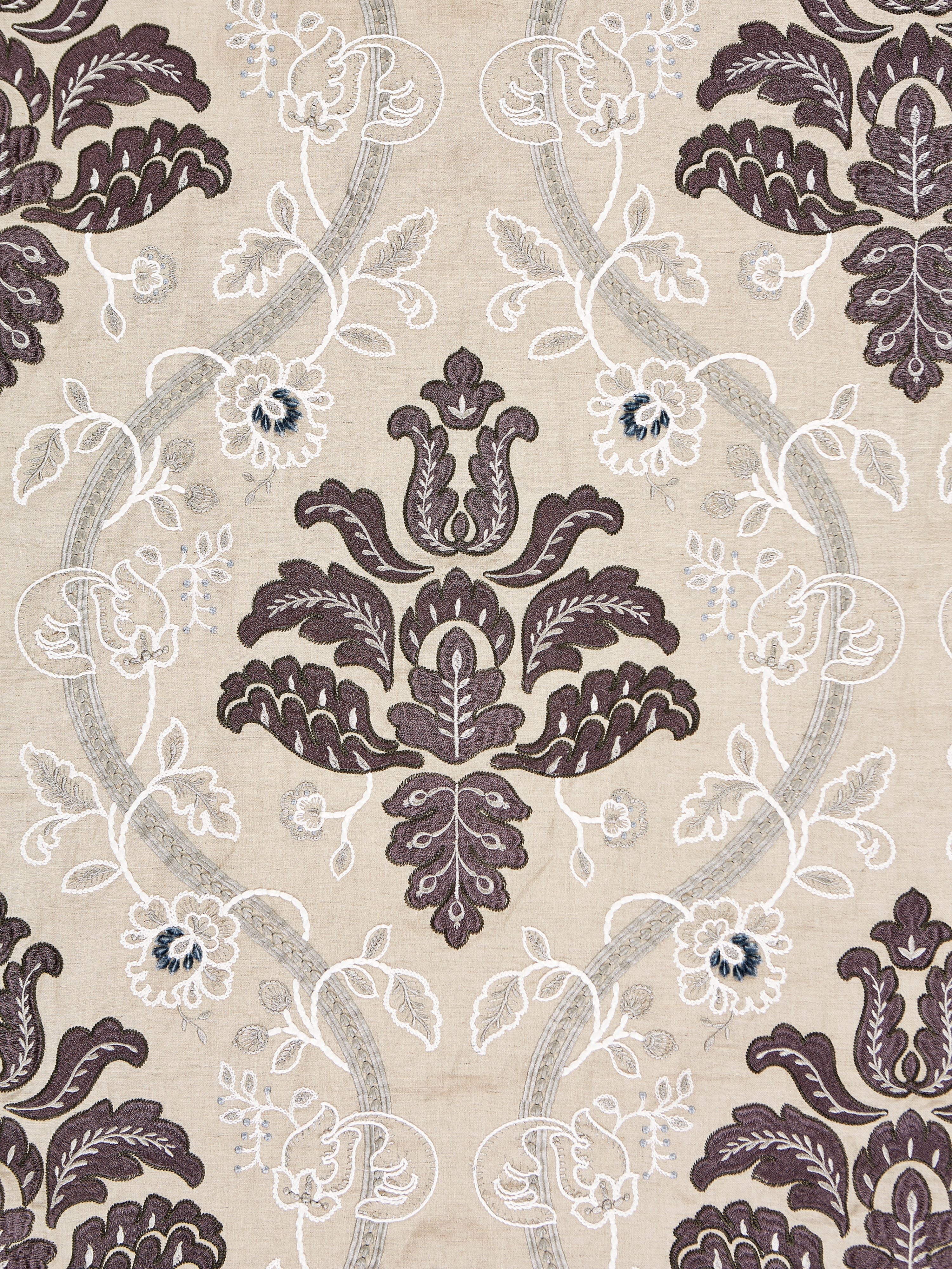 Isabella Embroidery fabric in graphite color - pattern number SC 000327033 - by Scalamandre in the Scalamandre Fabrics Book 1 collection