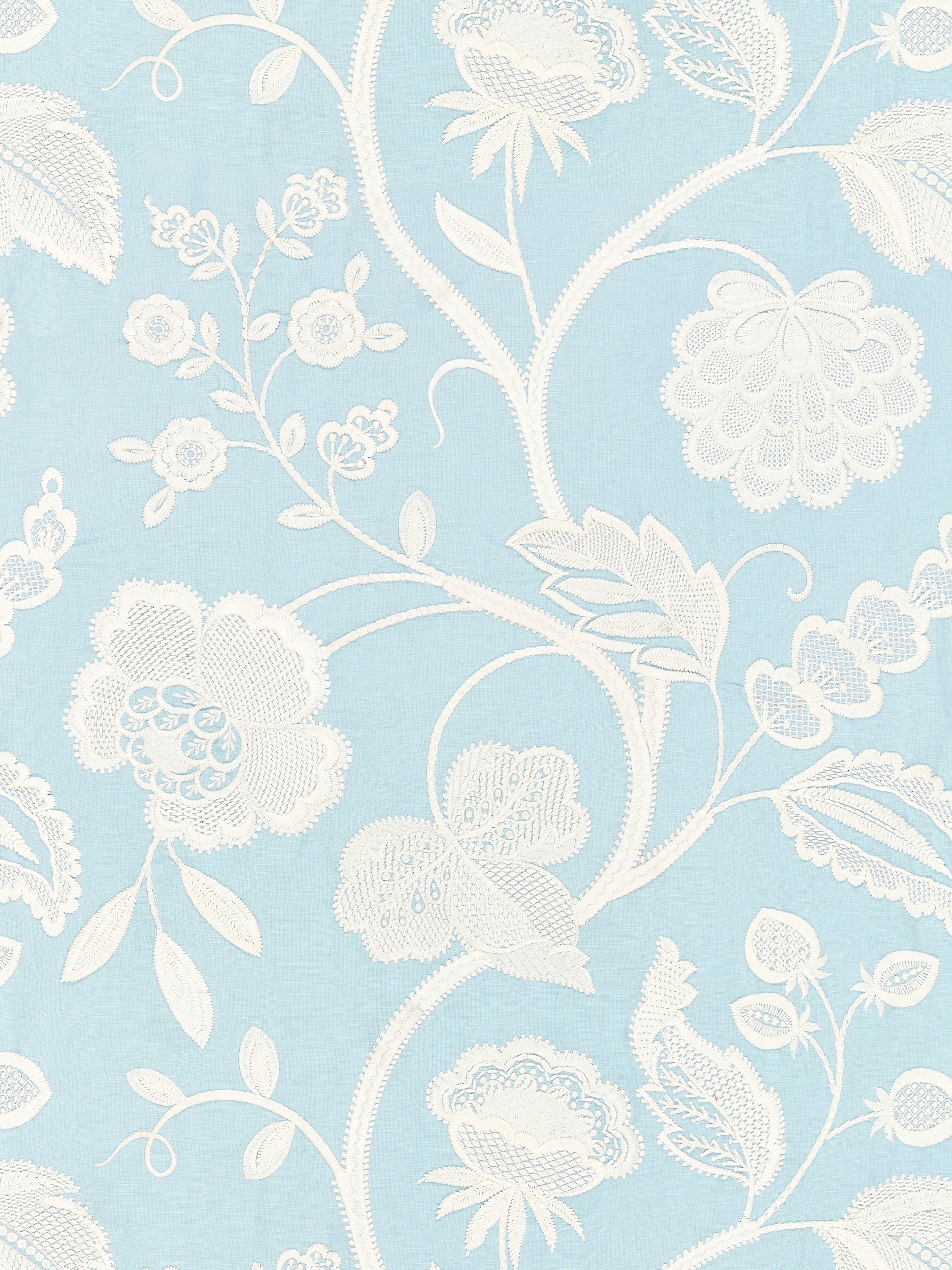Kensington Embroidery fabric in sky color - pattern number SC 000327151 - by Scalamandre in the Scalamandre Fabrics Book 1 collection