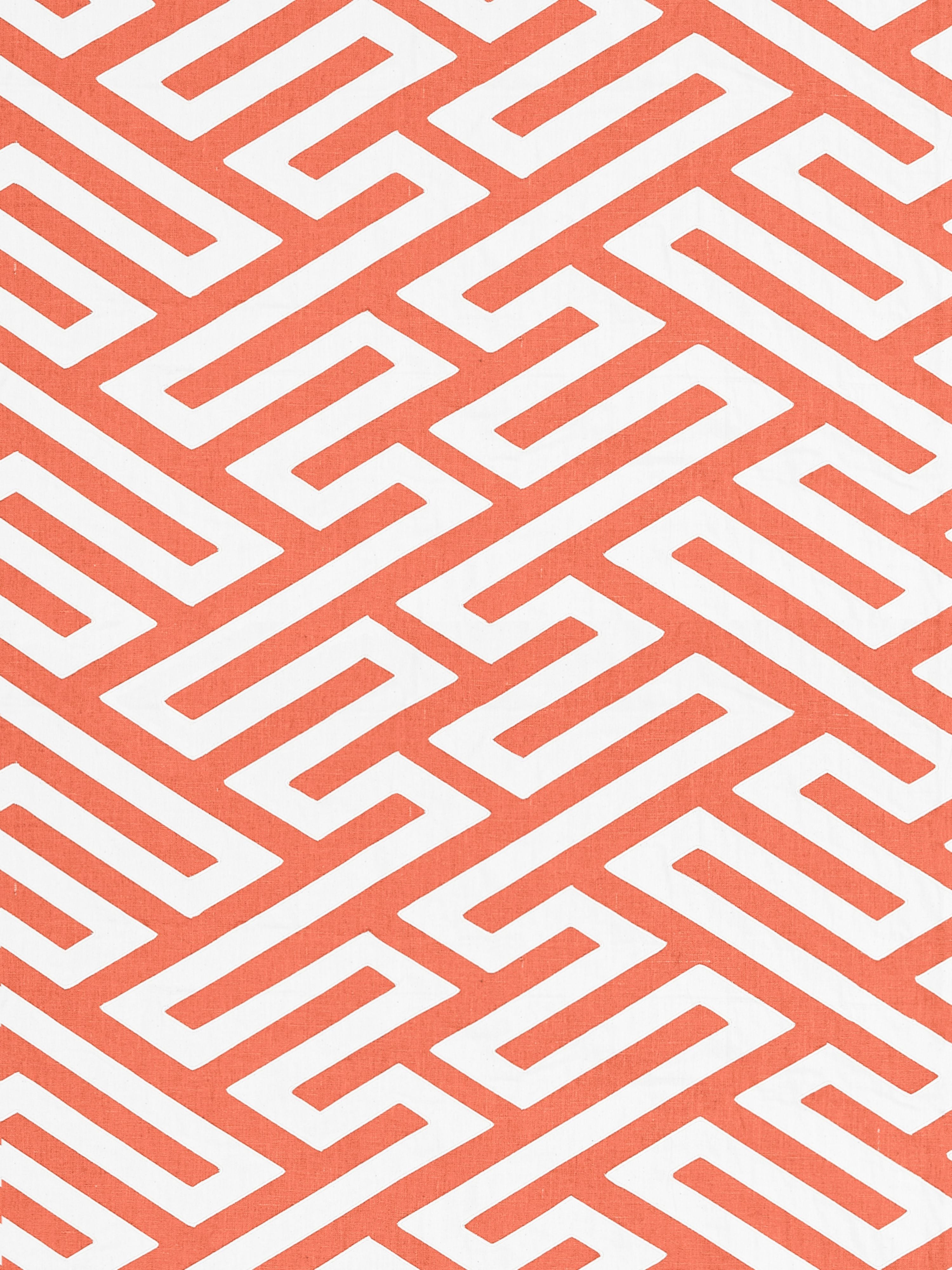 Canton Fret Applique fabric in coral color - pattern number SC 000327218 - by Scalamandre in the Scalamandre Fabrics Book 1 collection