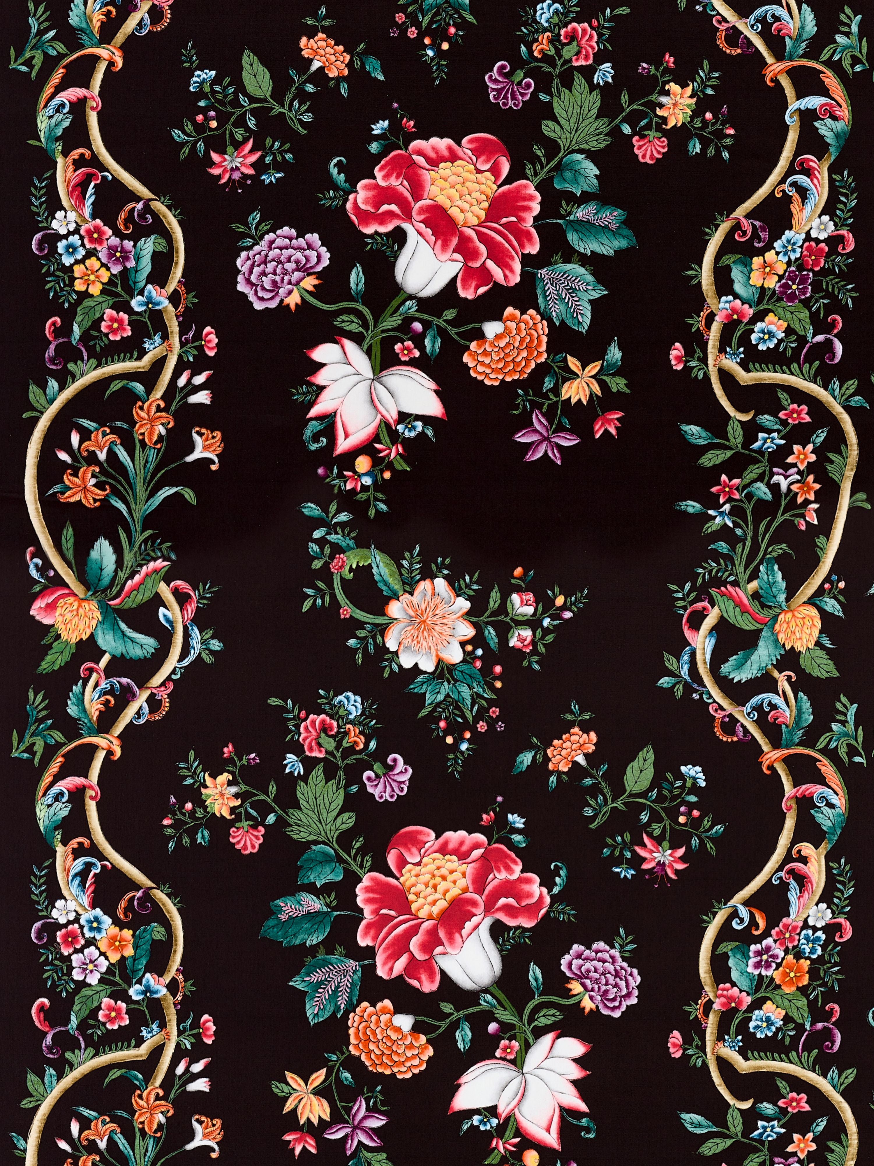 Camellia Trellis fabric in onyx ruby color - pattern number SC000416648 - by Scalamandre in the Scalamandre Fabrics Book 2 collection