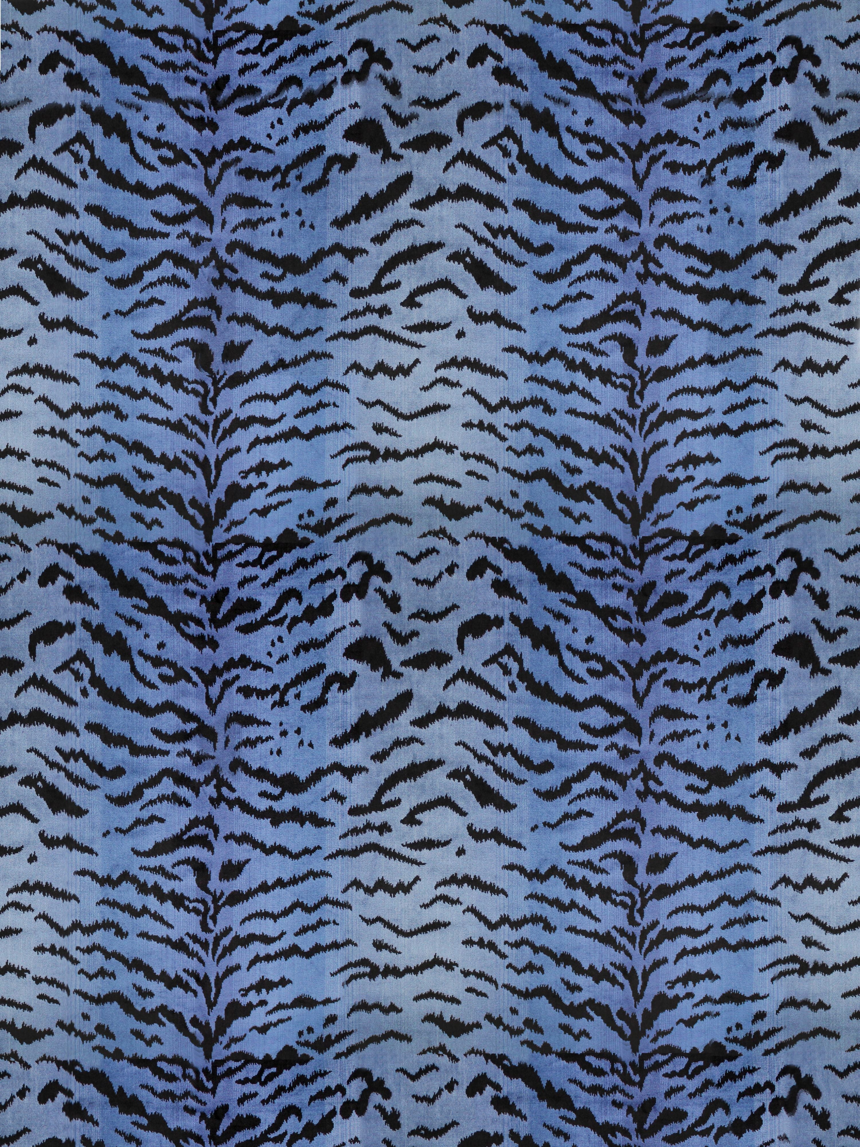 Tigre fabric in blues and black color - pattern number SC000426167MMA - by Scalamandre in the Scalamandre Fabrics Book 2 collection