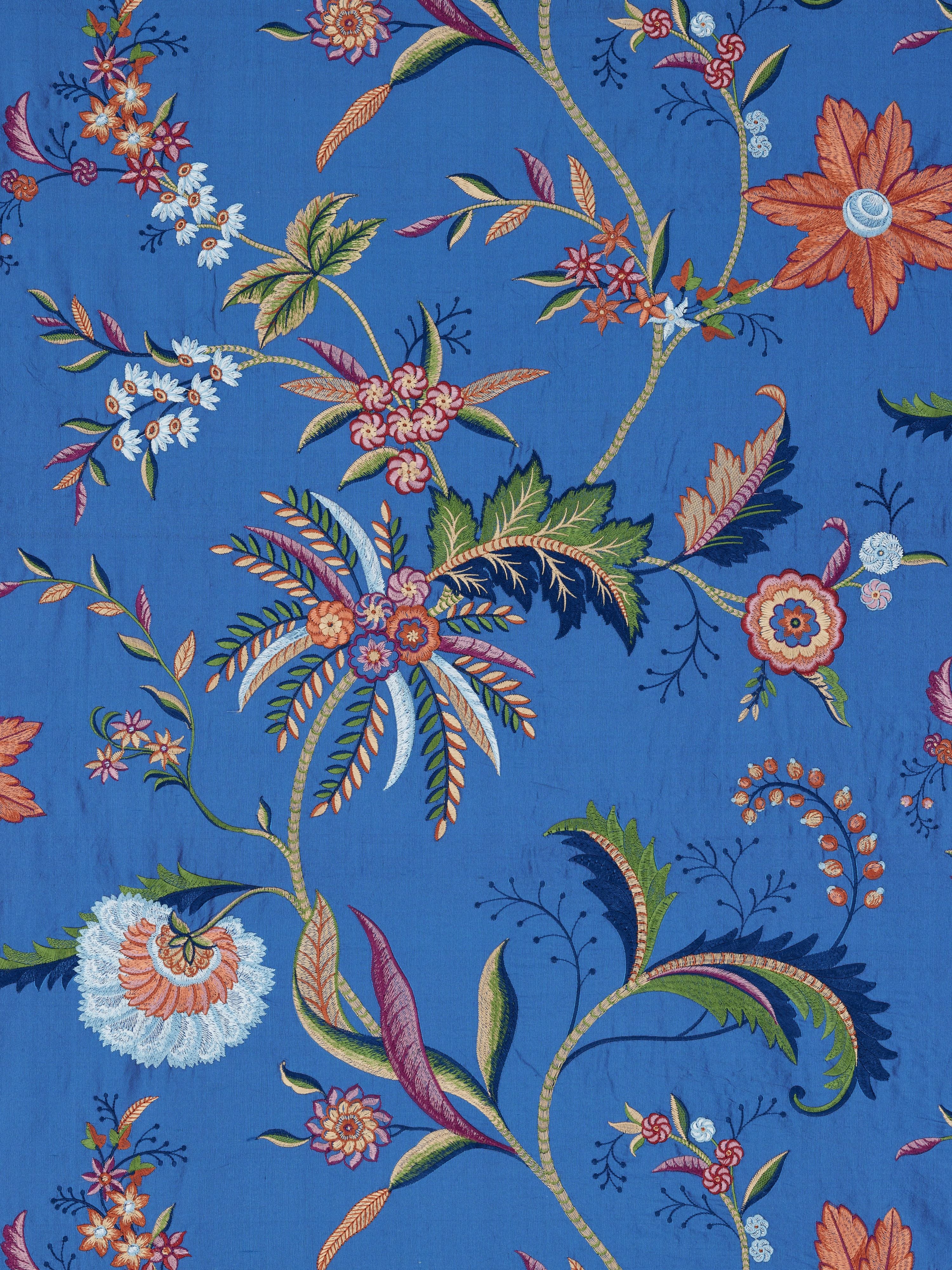 Seraphine Embroidered Silk fabric in royal multi color - pattern number SC000427325 - by Scalamandre in the Scalamandre Fabrics Book 2 collection