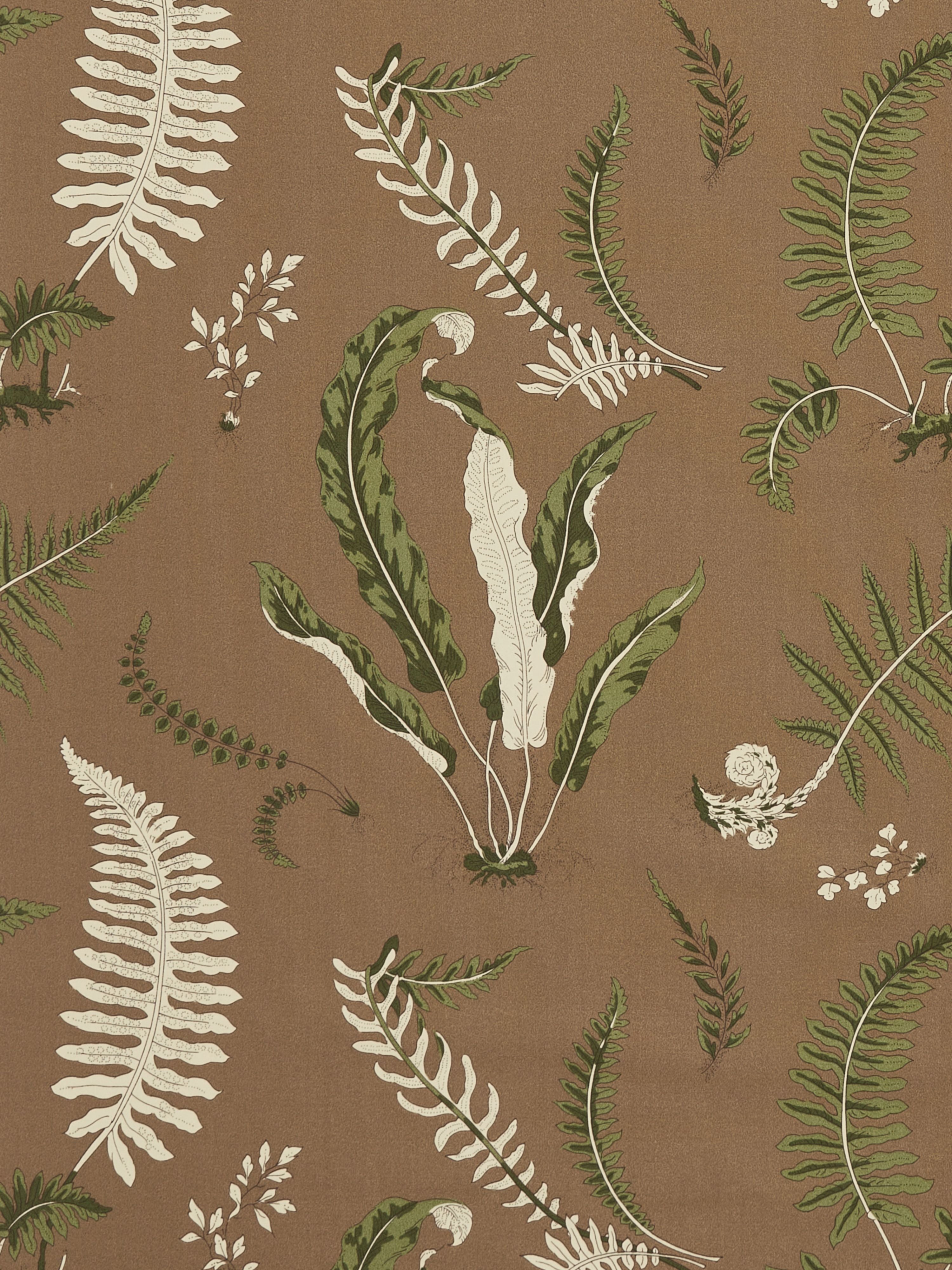 Elsie De Wolfe - Outdoor fabric in greens on brown color - pattern number SC000516425 - by Scalamandre in the Scalamandre Fabrics Book 2 collection