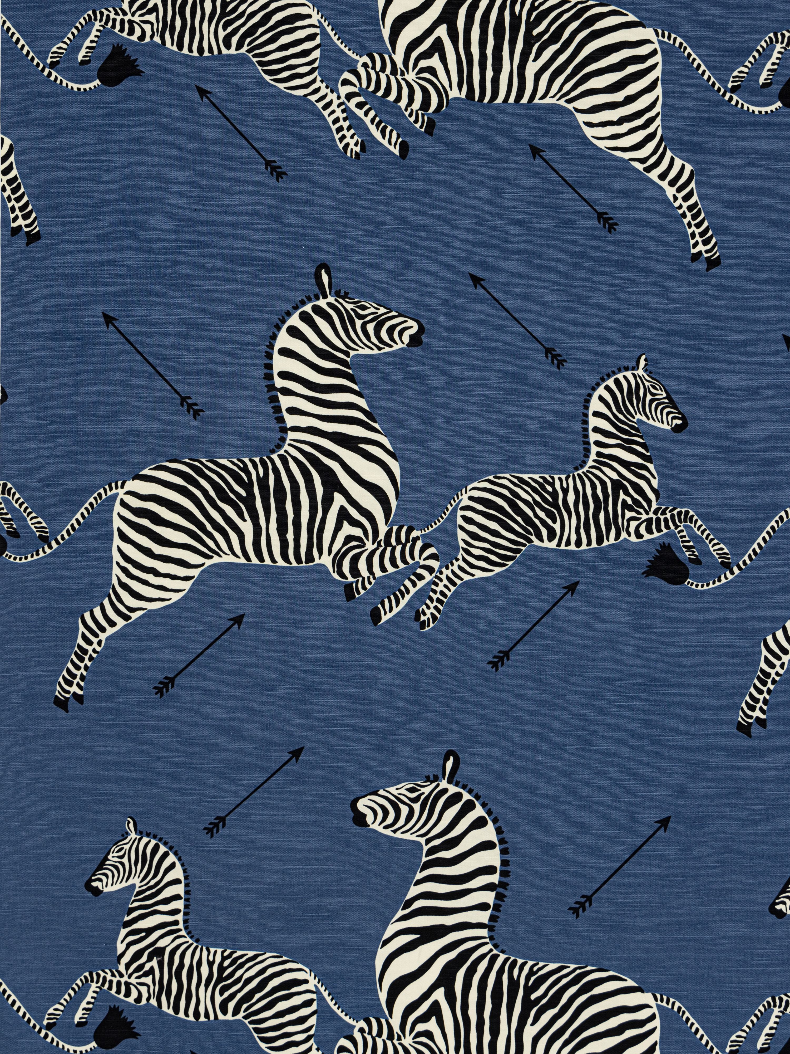Zebras - Fabric fabric in denim color - pattern number SC000516496M - by Scalamandre in the Scalamandre Fabrics Book 2 collection
