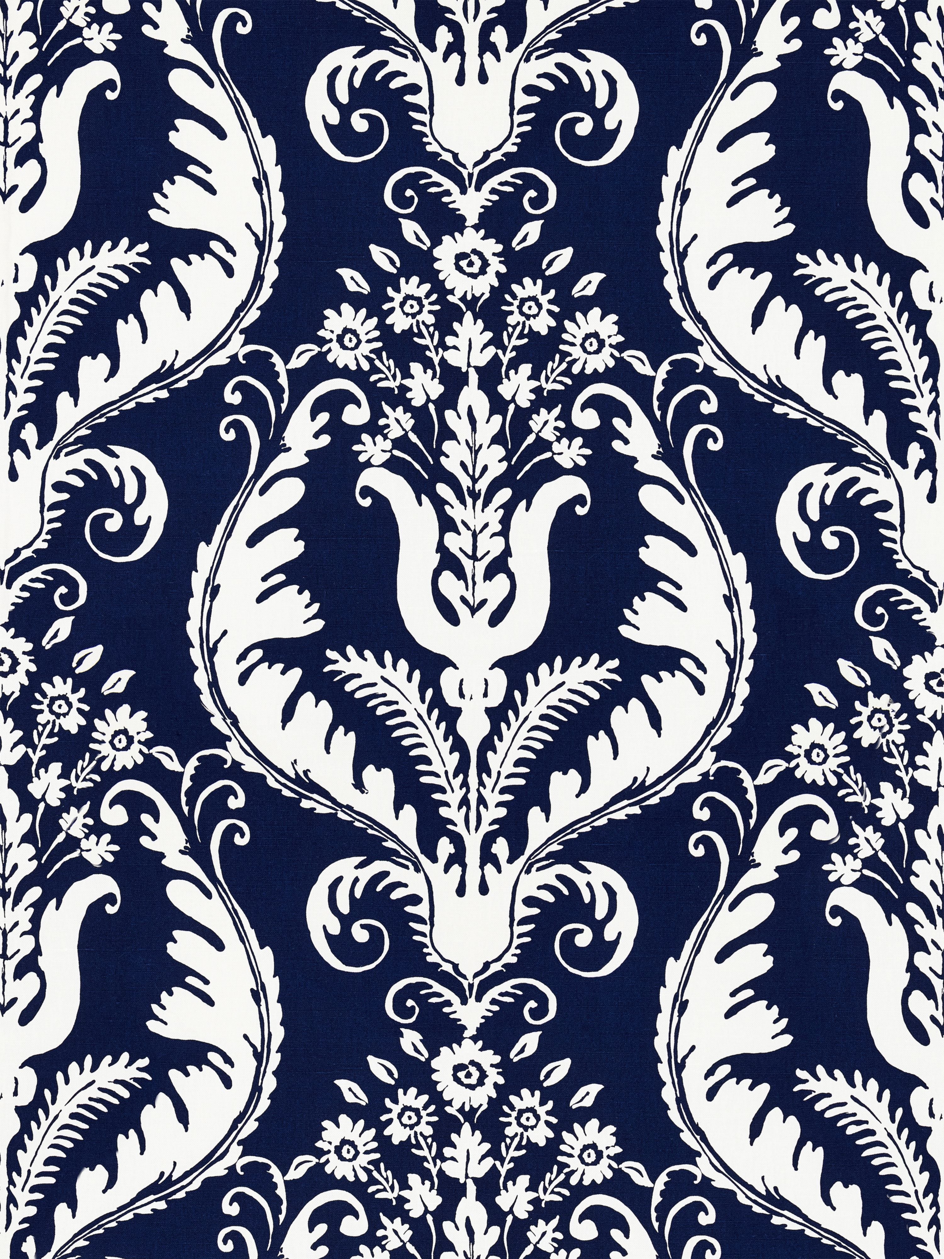 Primavera Linen Print fabric in navy color - pattern number SC000516597 - by Scalamandre in the Scalamandre Fabrics Book 2 collection