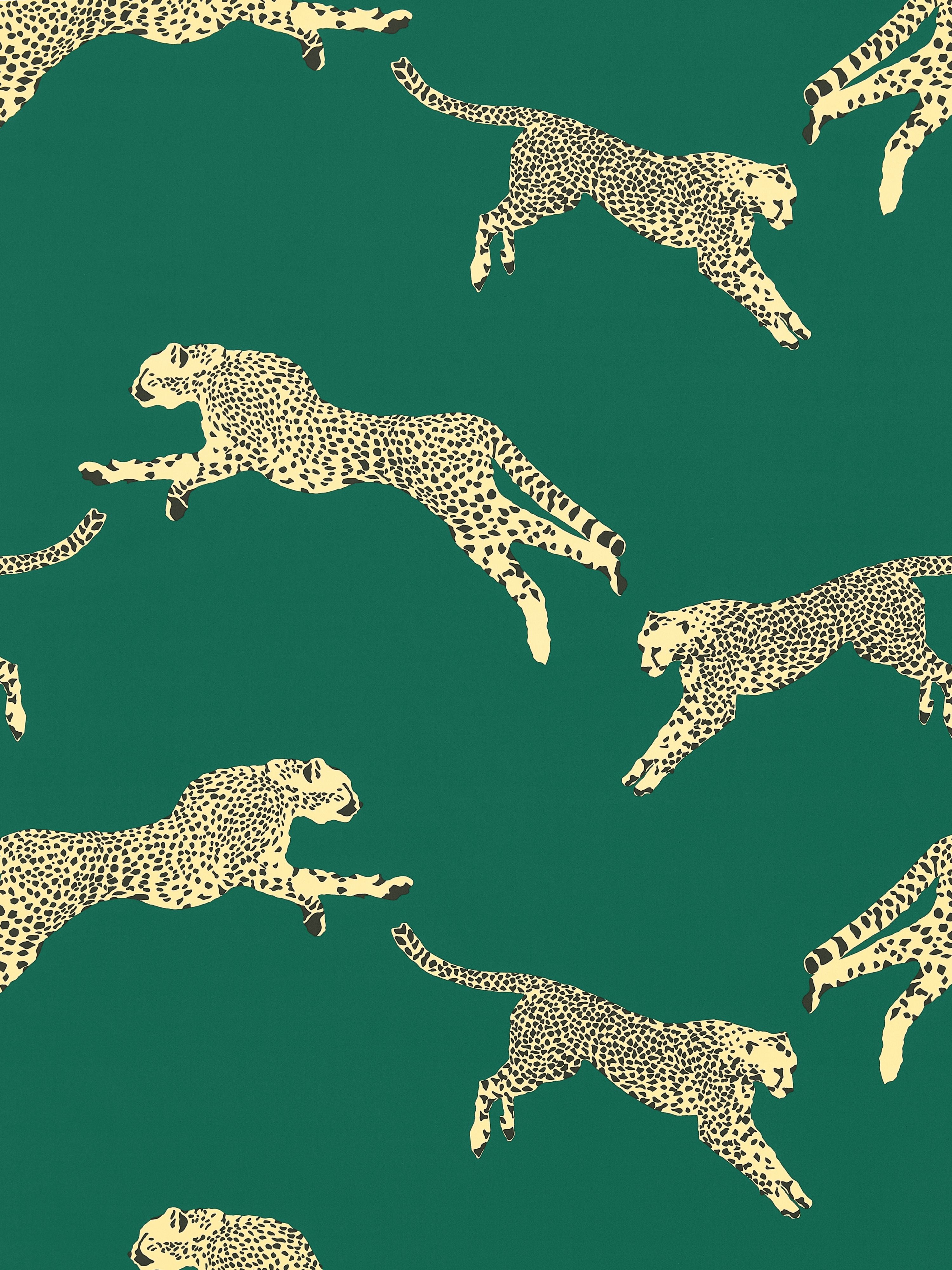 Leaping Cheetah Cotton Print fabric in evergreen color - pattern number SC000516634 - by Scalamandre in the Scalamandre Fabrics Book 2 collection