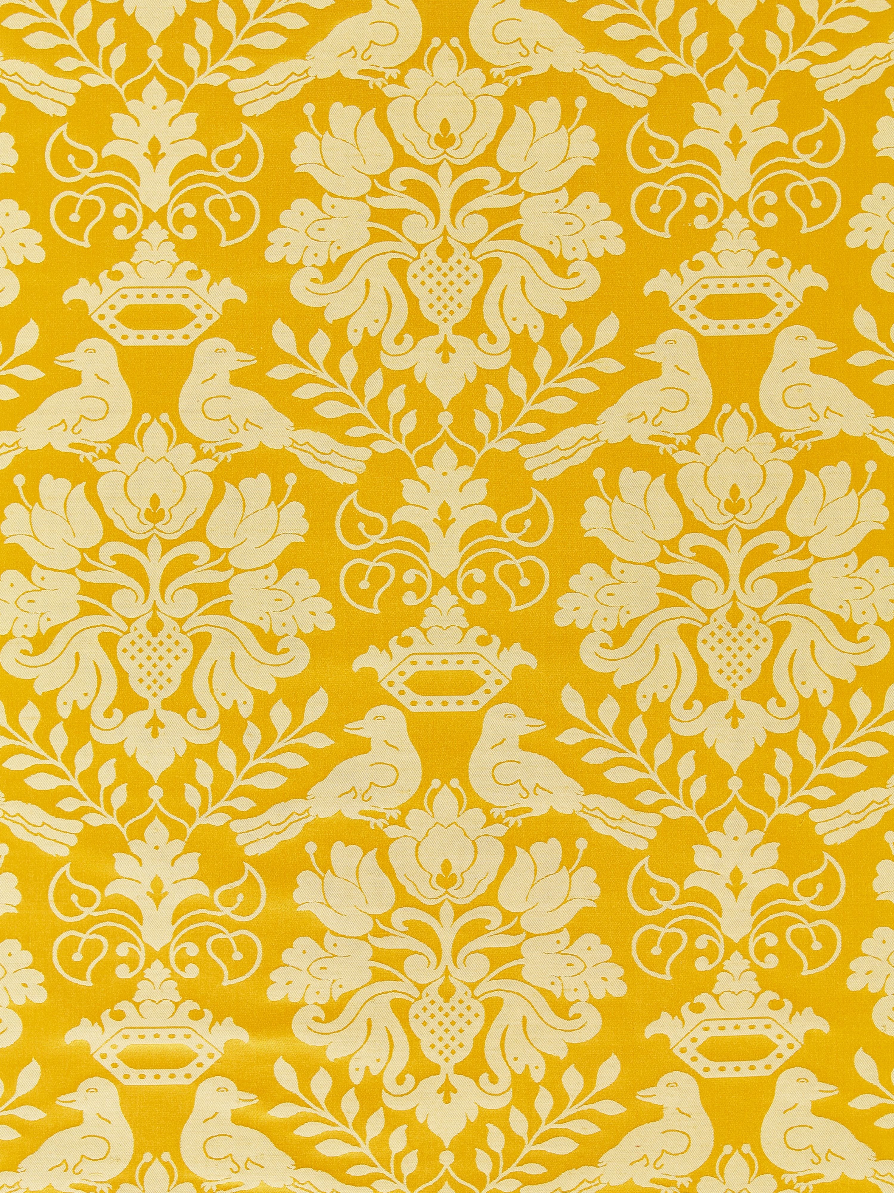 Love Bird fabric in gold color - pattern number SC00061098MM - by Scalamandre in the Scalamandre Fabrics Book 2 collection