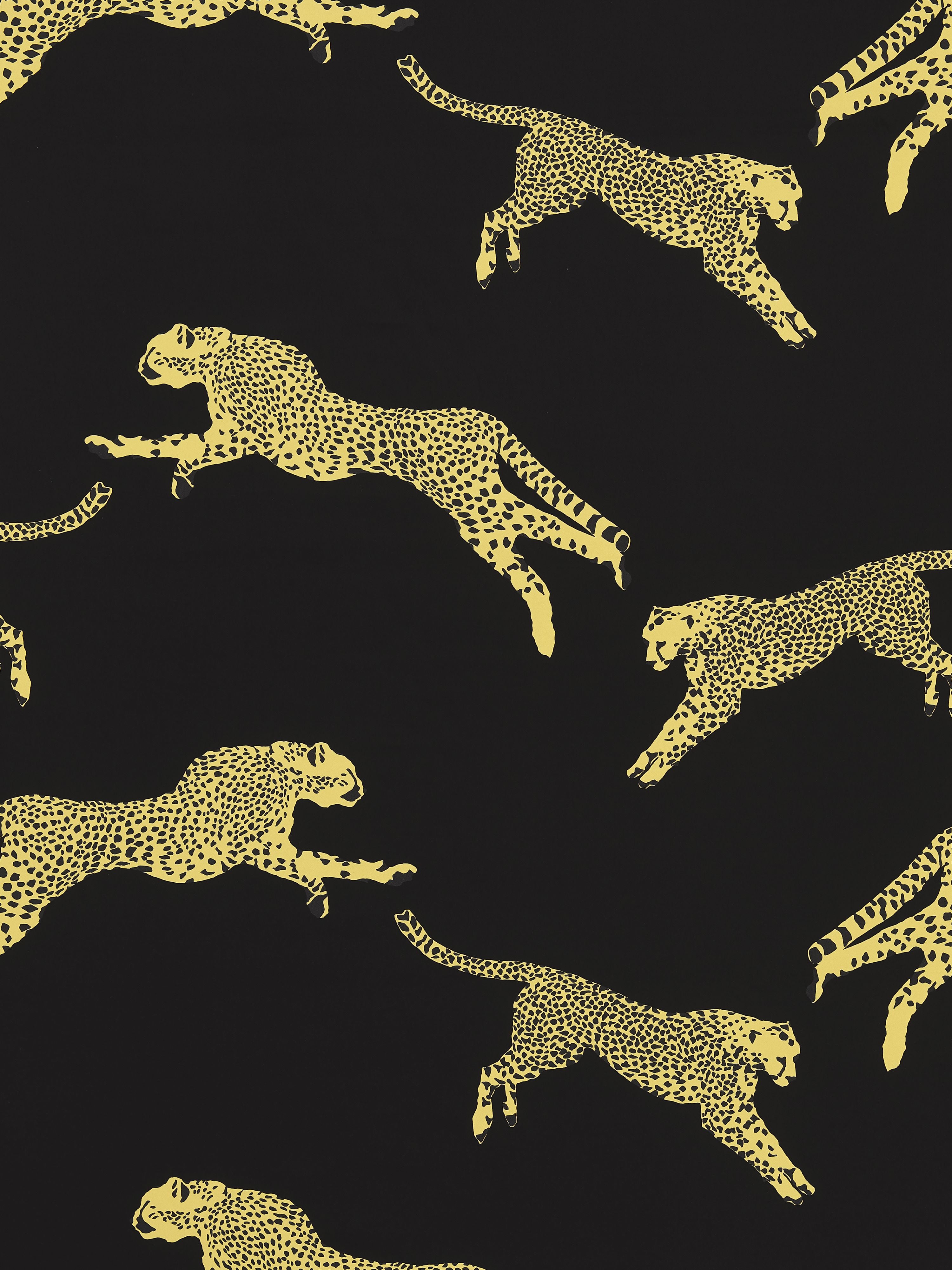 Leaping Cheetah Cotton Print fabric in black magic color - pattern number SC000616634 - by Scalamandre in the Scalamandre Fabrics Book 2 collection
