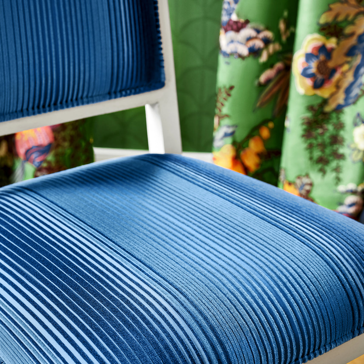 Lauderdale Dining Chair in Ombre Velvet woven fabric in Navy - pattern number AW9669 - by Anna French