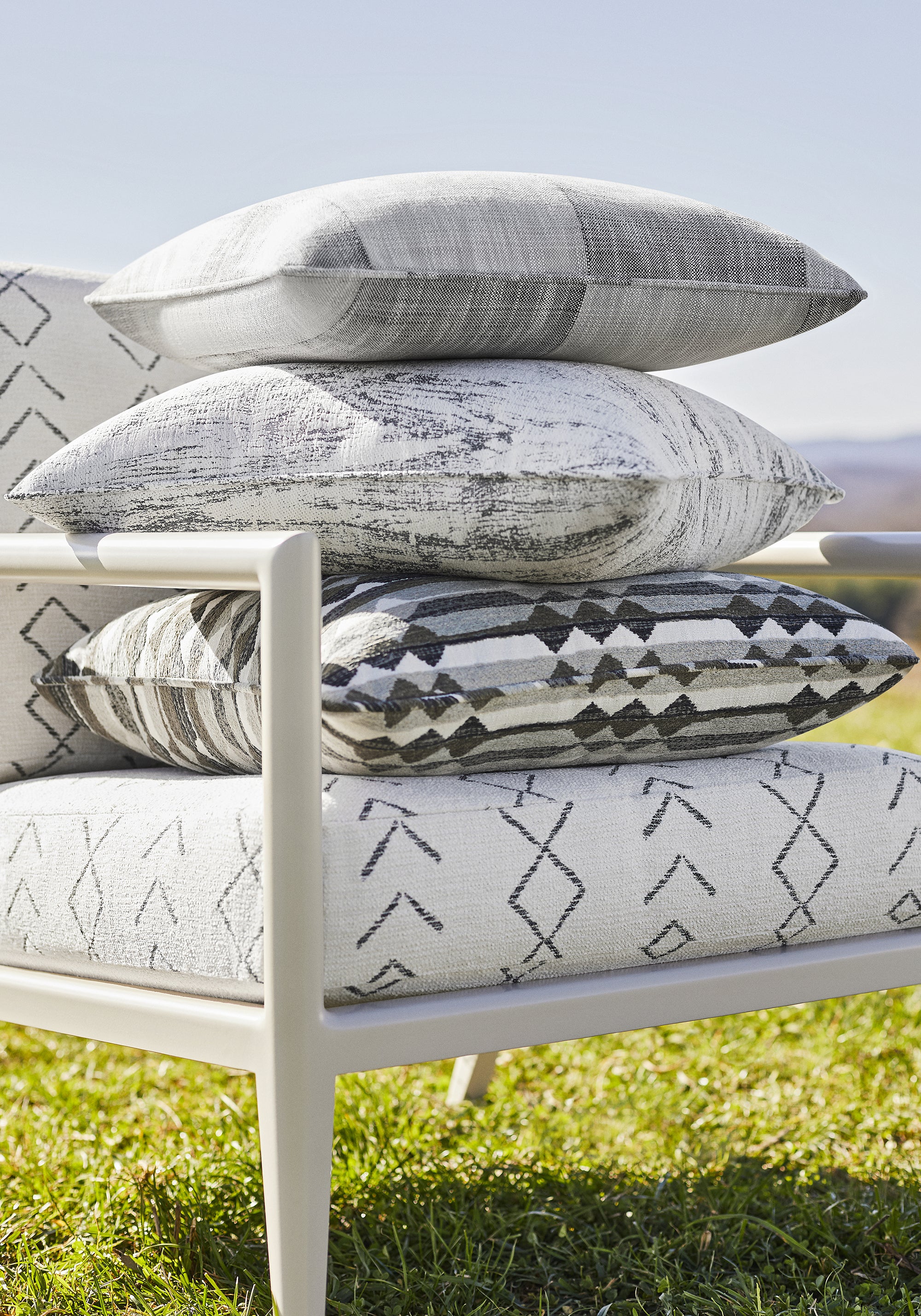 Chair upholstered in nasazi woven fabric in Charcoal