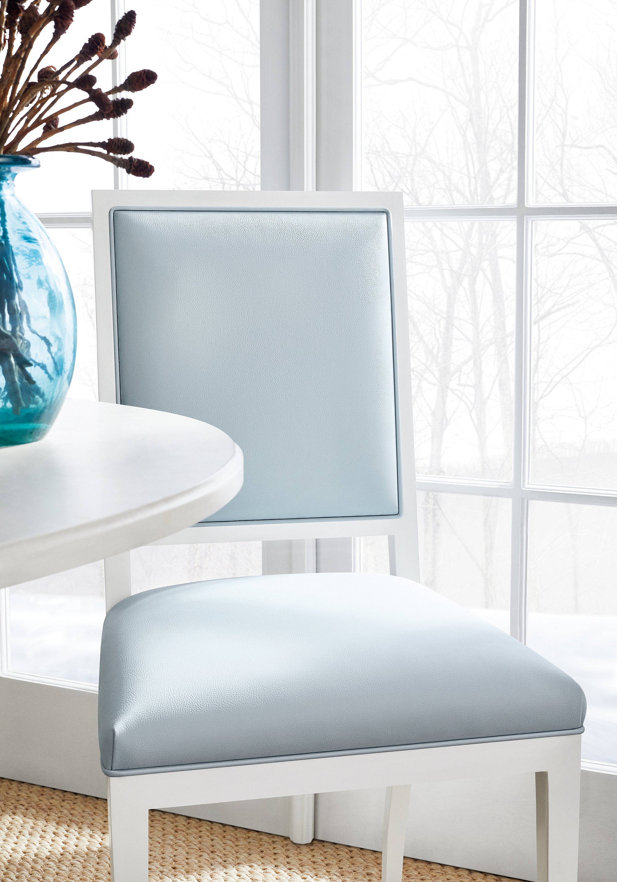 Lauderdale Dining Chair in Arcata woven fabric in Glacier color - pattern number W78387 - by Thibaut in the Sierra collection