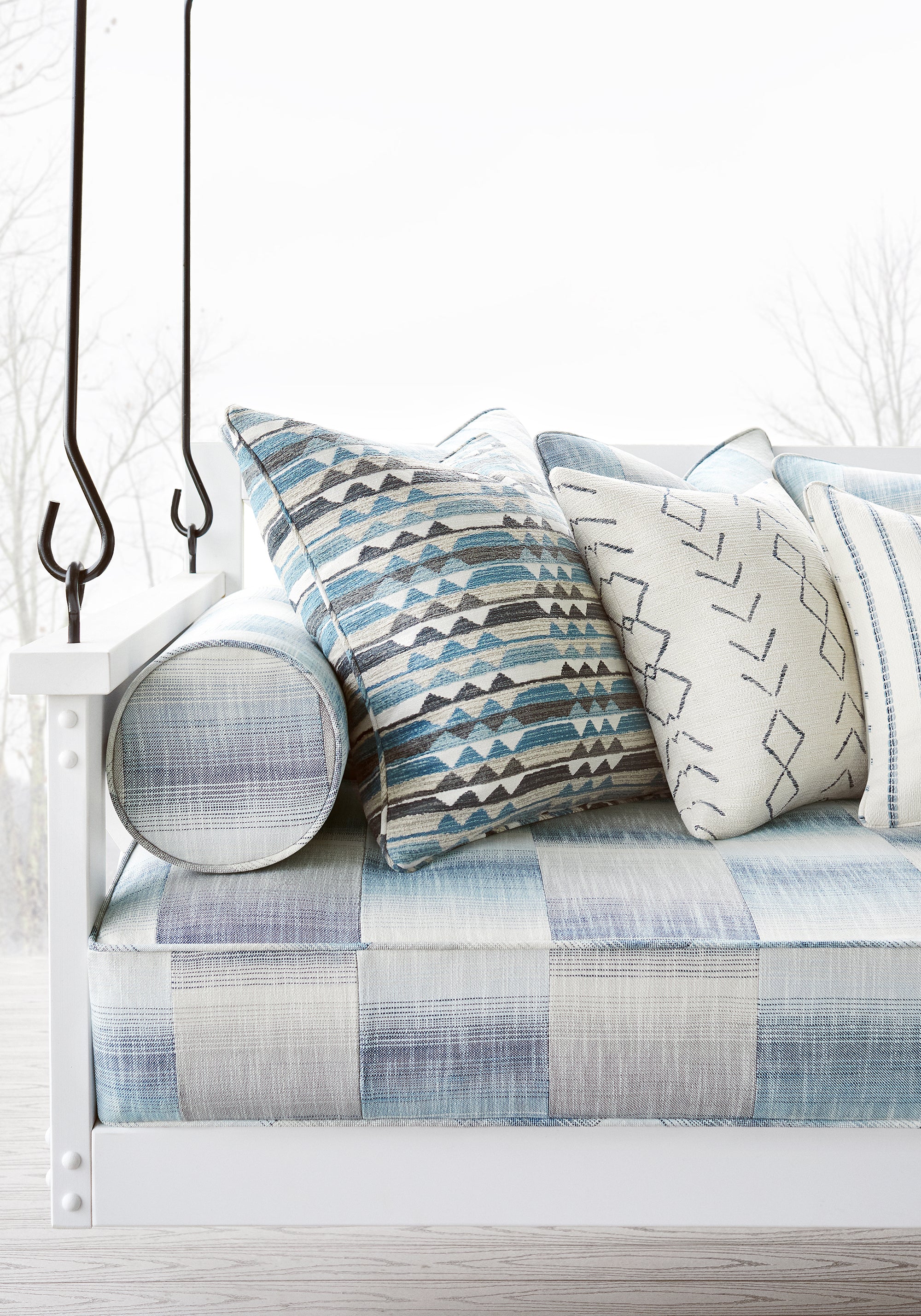 Pillow in Saranac woven fabric in Waterfall color - pattern number W78376 - by Thibaut fabrics in the Sierra collection