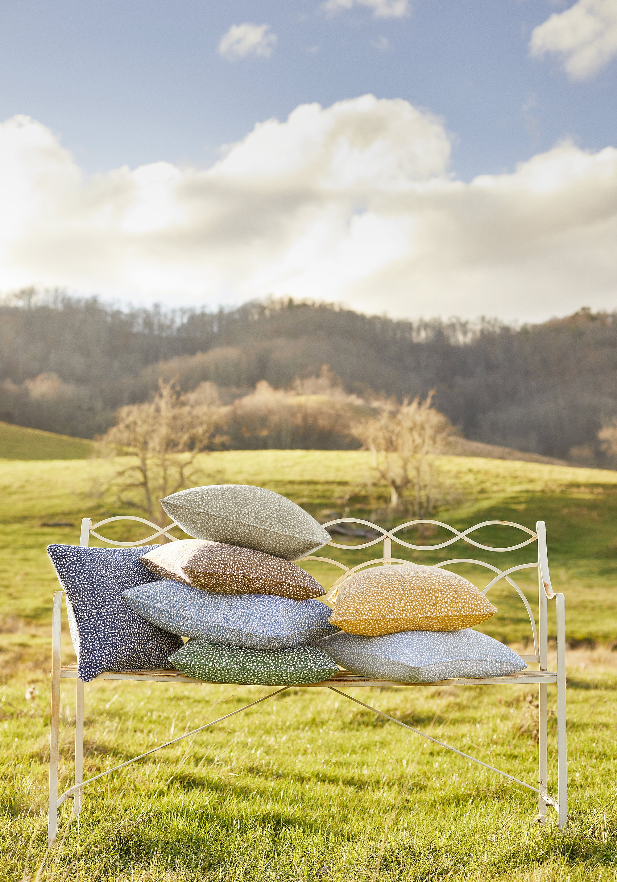 Pillow made with Fawn fabric in forest color - pattern number W78355 - by Thibaut in the Sierra collection