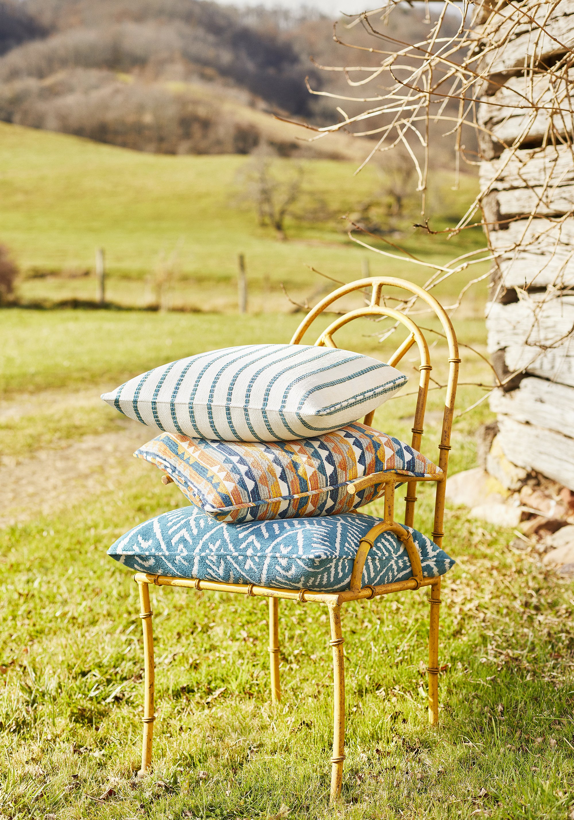 Pillow in Saranac woven fabric in Canyon color - pattern number W78377 - by Thibaut fabrics in the Sierra collection