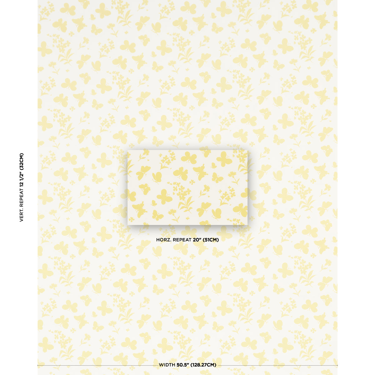 Butterflies fabric in buttercup color - pattern number TL400000 - by Schumacher in the Tillett collection