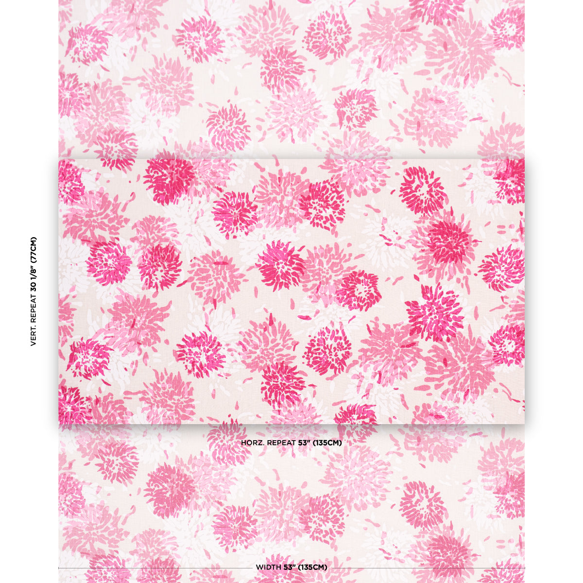 Chrysanthemum By Tillett fabric in lipstick color - pattern number TL400011 - by Schumacher in the Tillett collection