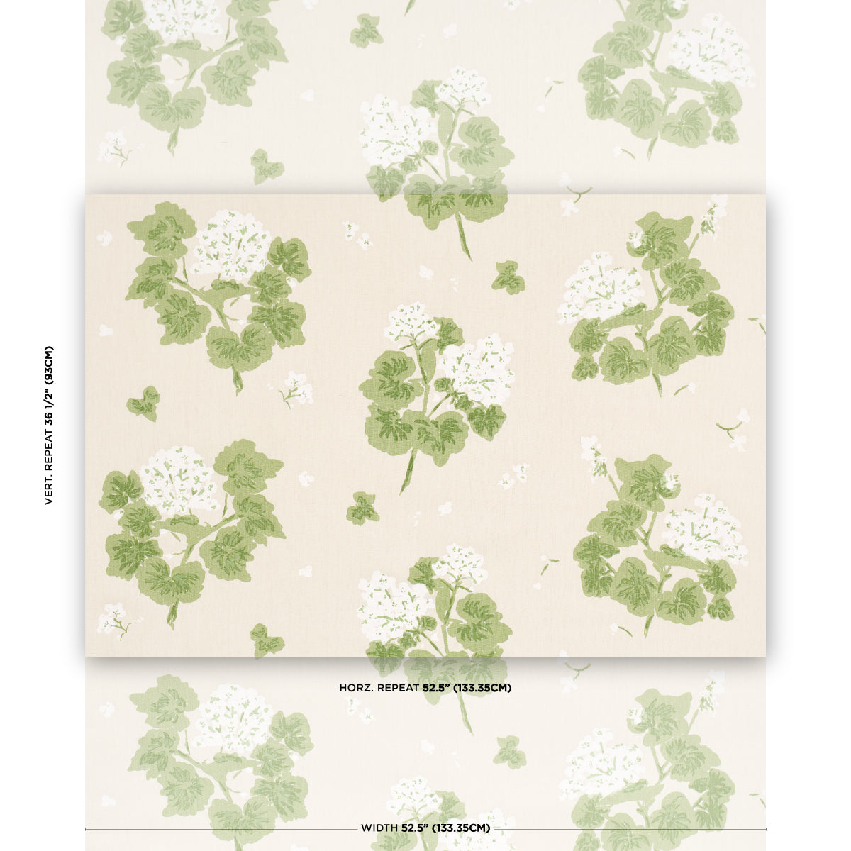 Geranium fabric in white on natural color - pattern number TL400020 - by Schumacher in the Tillett collection