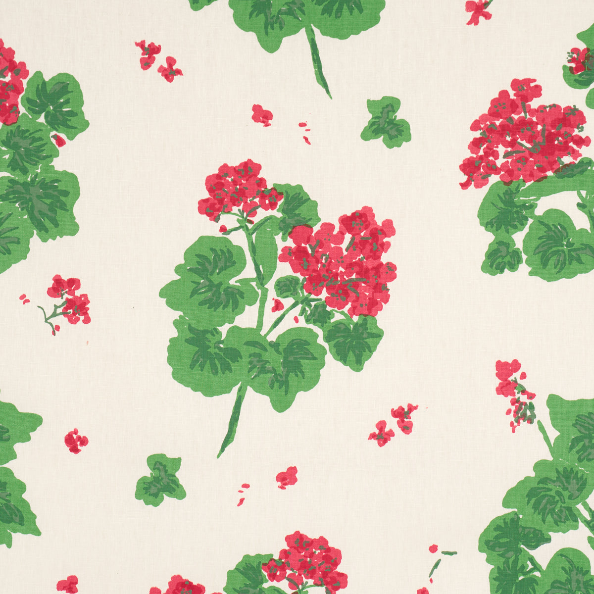 Geranium fabric in red on natural color - pattern number TL400021 - by Schumacher in the Tillett collection